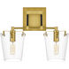 Arlo 2 Light 14 inch Black/Satin Brass Bath Vanity Light Wall Light