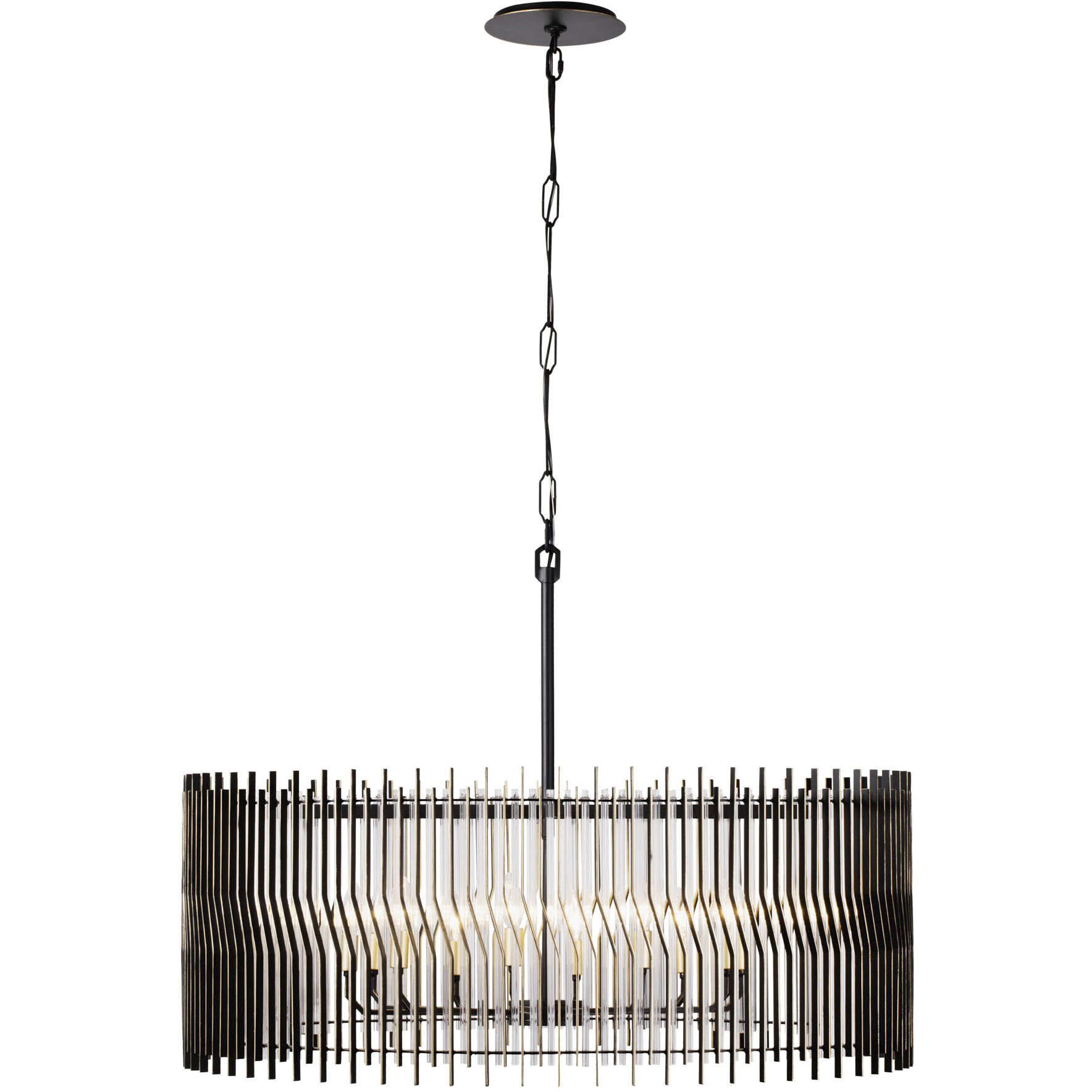 Park Row 10 Light 40 inch Matte Black and French Gold Pendant Ceiling Light, Smithsonian Collaboration