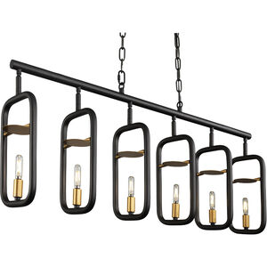 Bar None 6 Light 42 inch Aged Gold and Rustic Bronze Linear Pendant Ceiling Light
