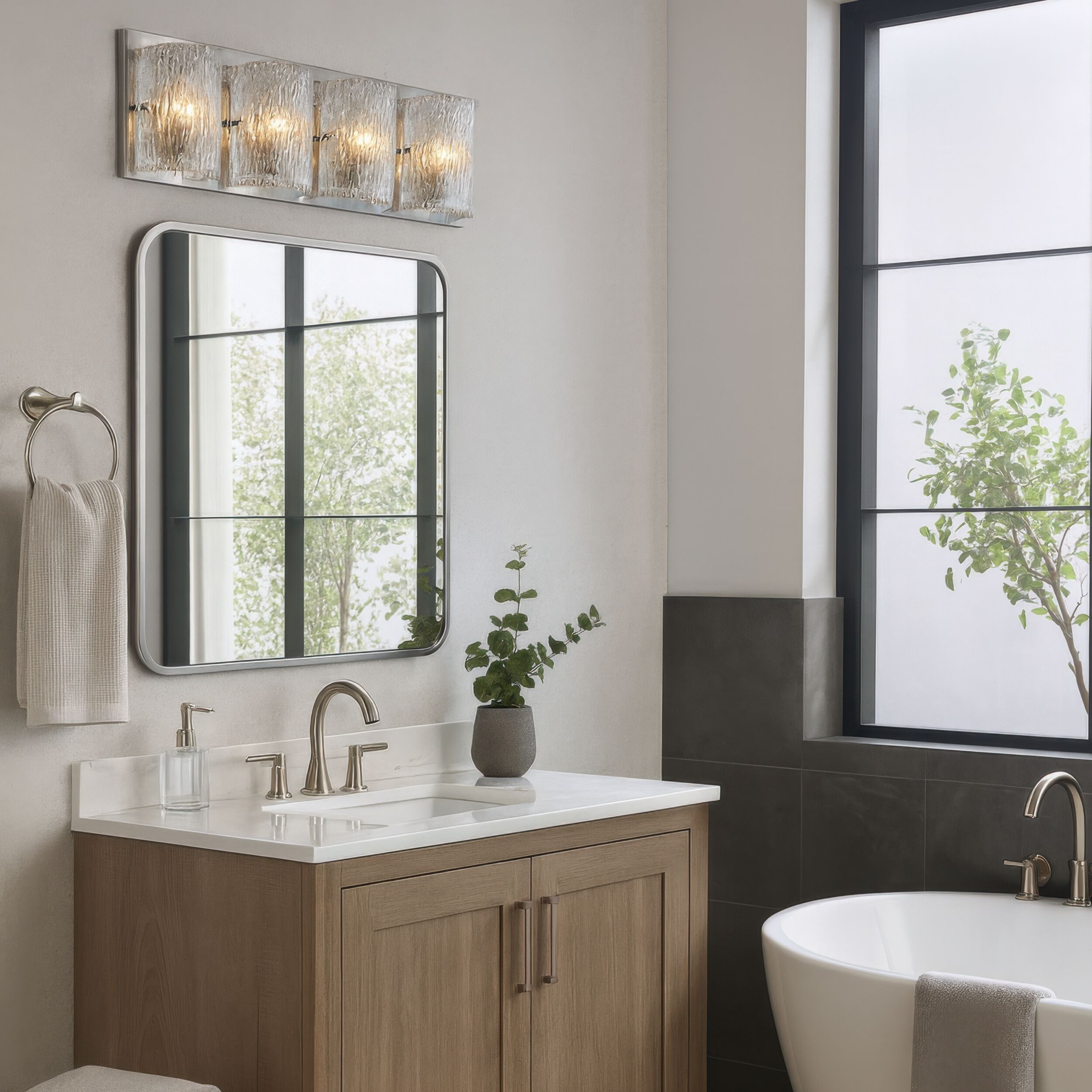 Morgan 4 Light 31 inch Brushed Nickel Bath Vanity Light Wall Light