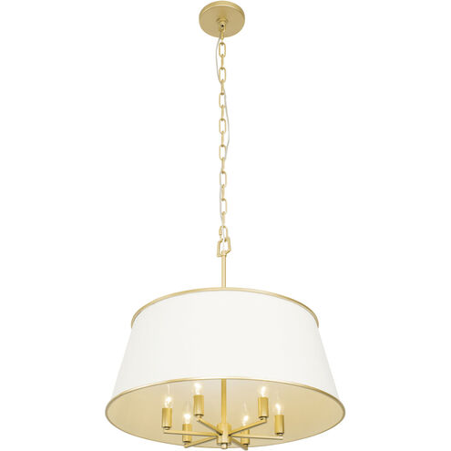Coco 6 Light 24 inch Matte White/French Gold Pendant Ceiling Light