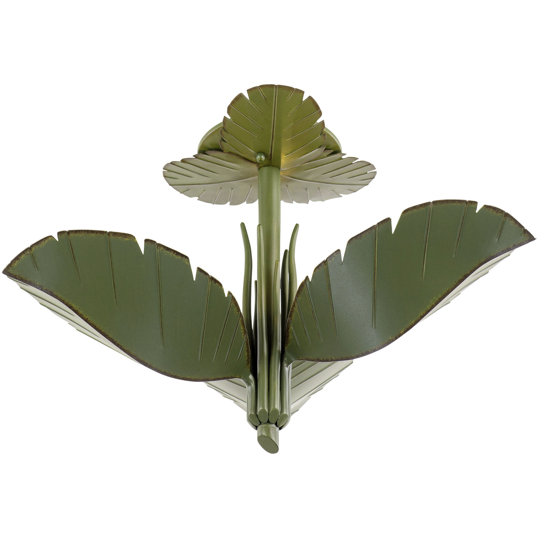 Banana Leaf 3 Light 24 inch Banana Leaf Semi-Flush Ceiling Light