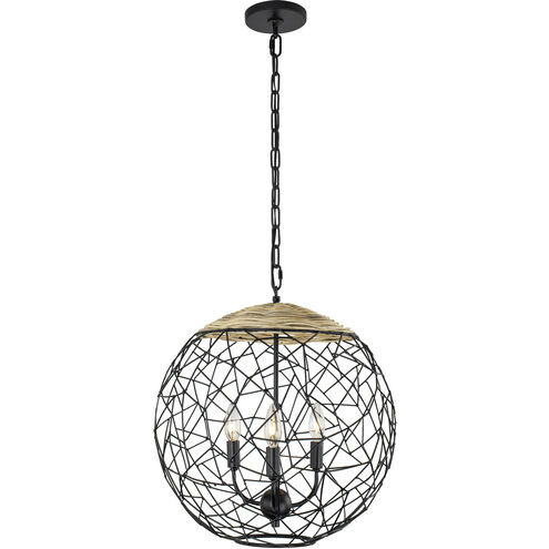 Cayman 3 Light 18 inch Black Pendant Ceiling Light