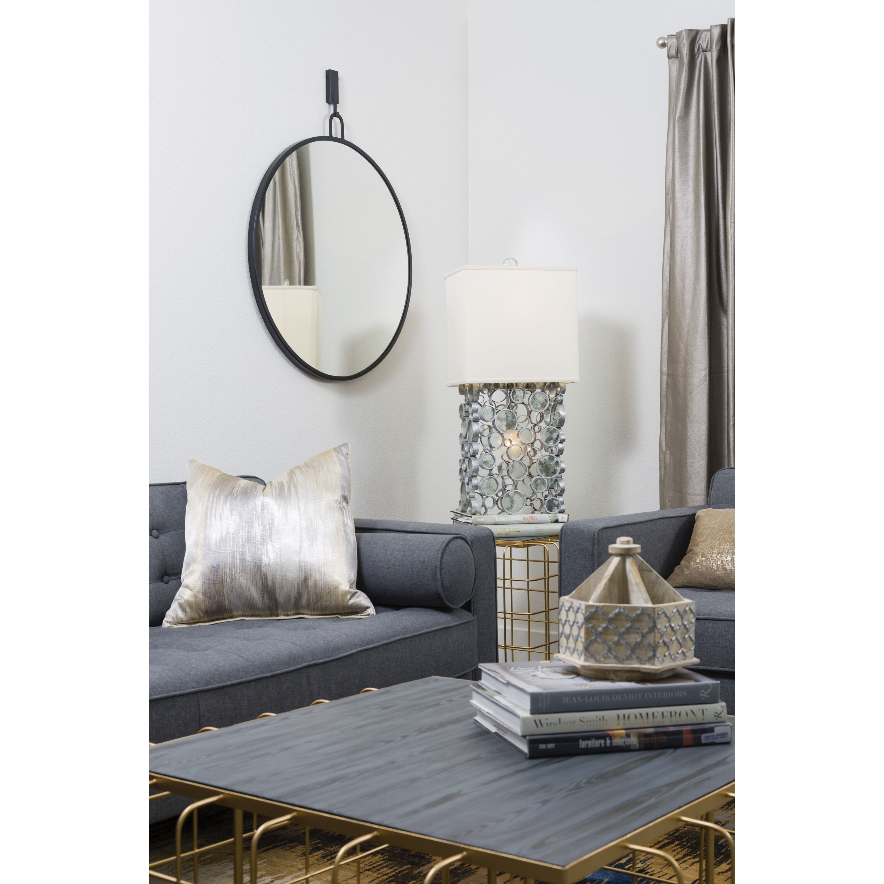 Stopwatch 33.25 X 30 inch Black Accent Mirror, Varaluz Casa