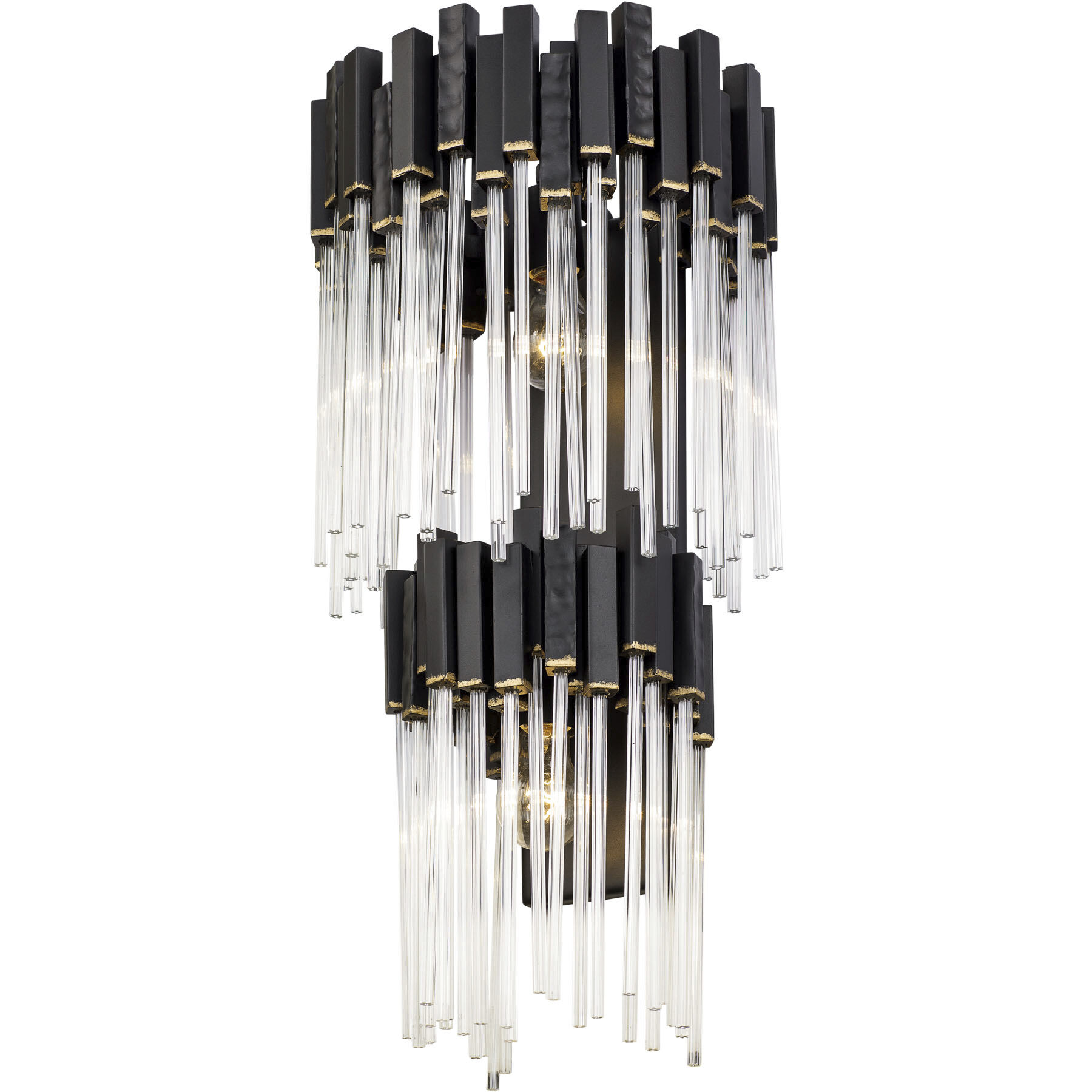 Matrix 2 Light 12.5 inch Matte Black and French Gold Wall Sconce Wall Light in Matte Black/French Gold