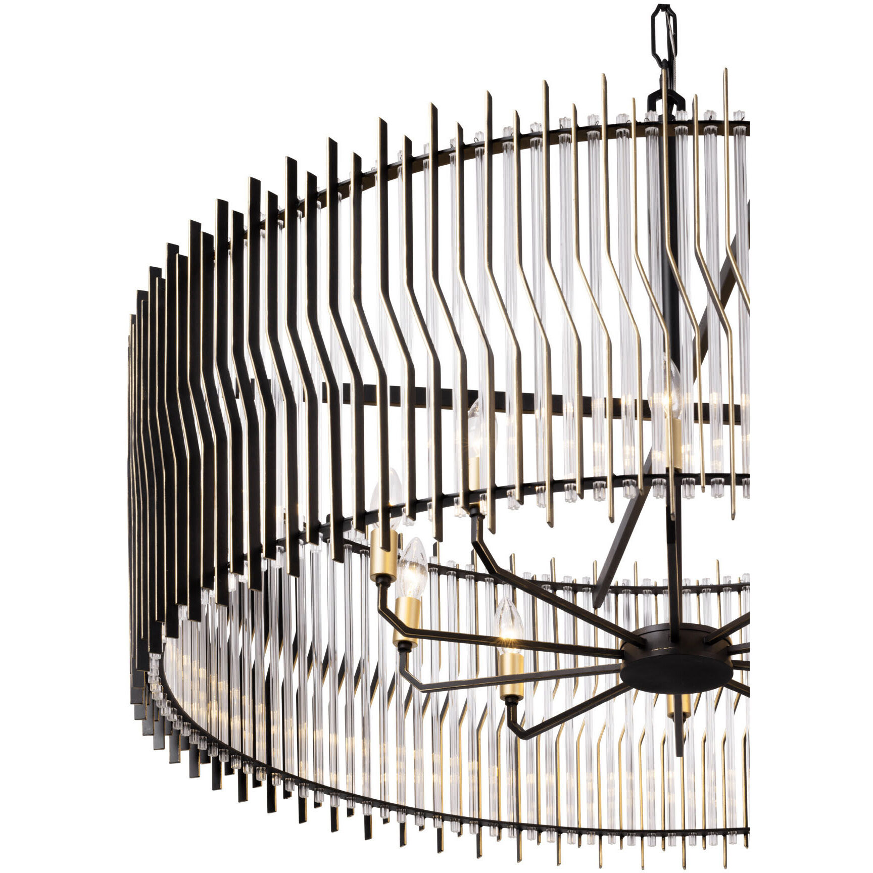 Park Row 10 Light 40 inch Matte Black and French Gold Pendant Ceiling Light, Smithsonian Collaboration