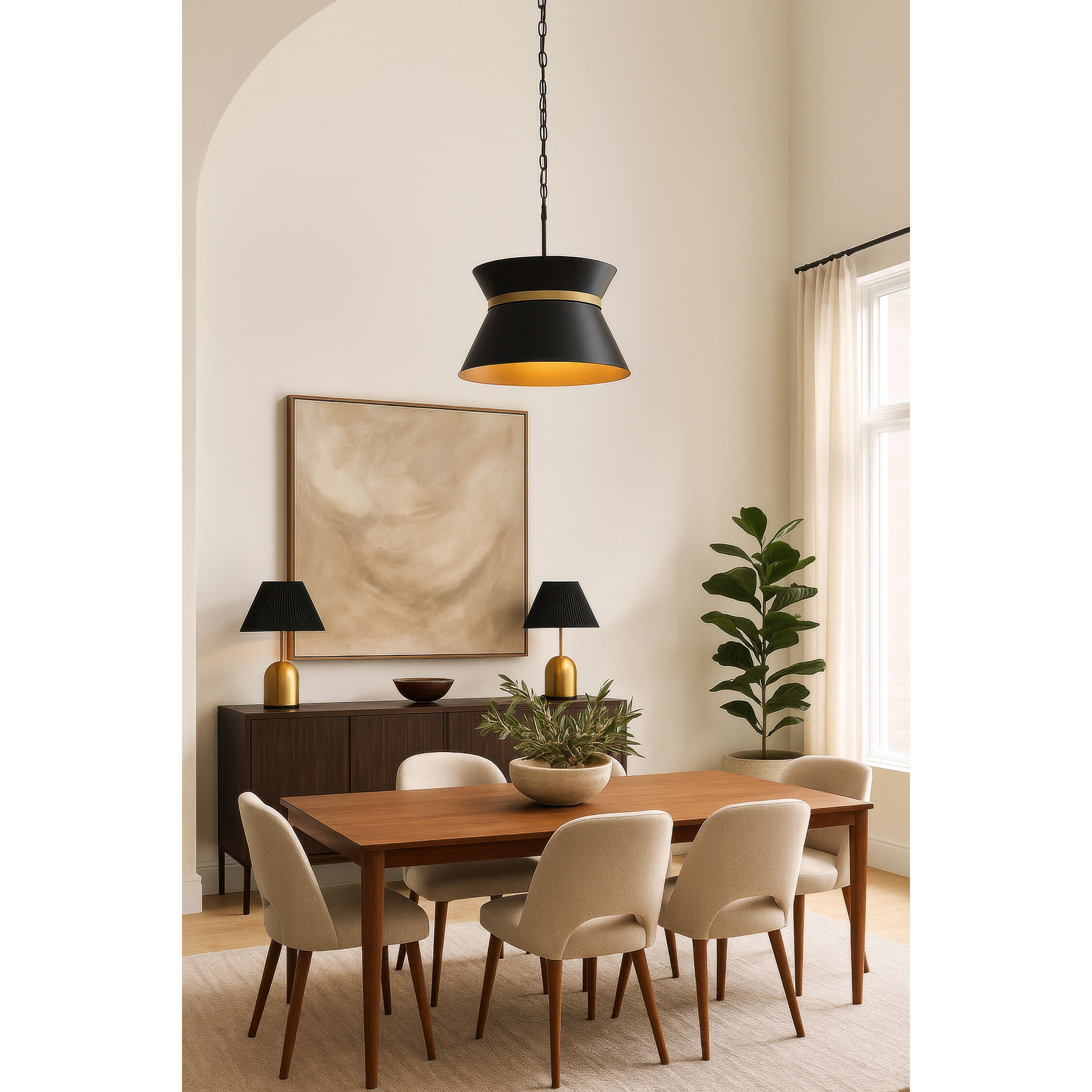 Mad Hatter 4 Light 24 inch Matte Black and French Gold Pendant Ceiling Light