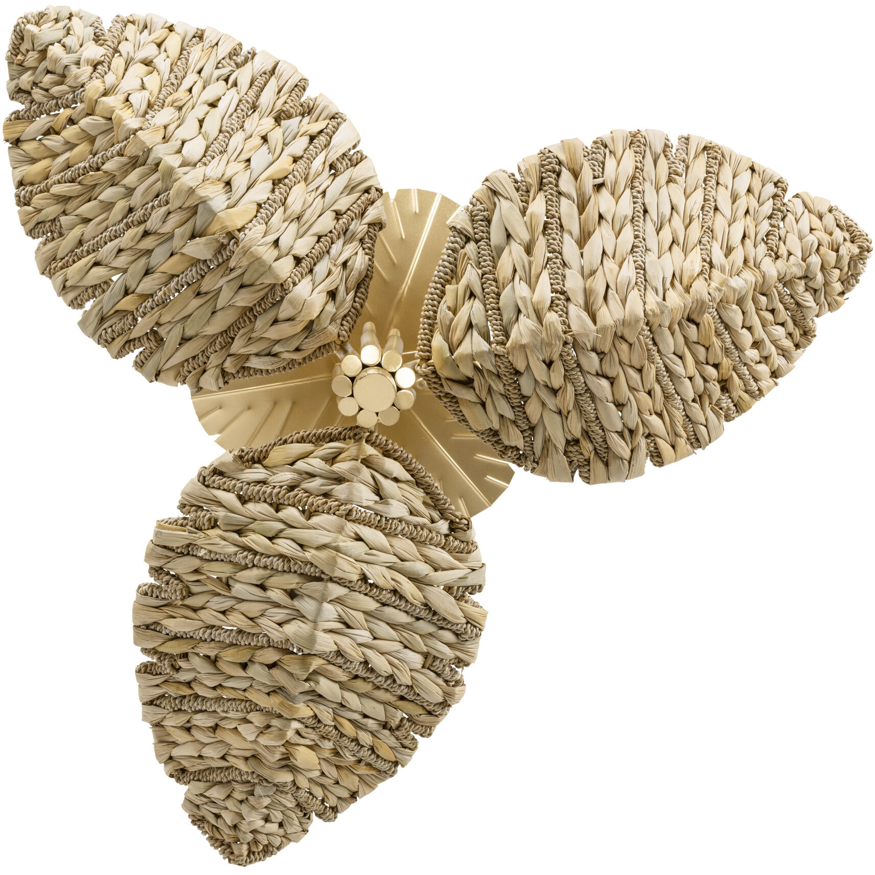 Banana Leaf 3 Light 24.25 inch French Gold with Natural Seagrass Semi-Flush Ceiling Light