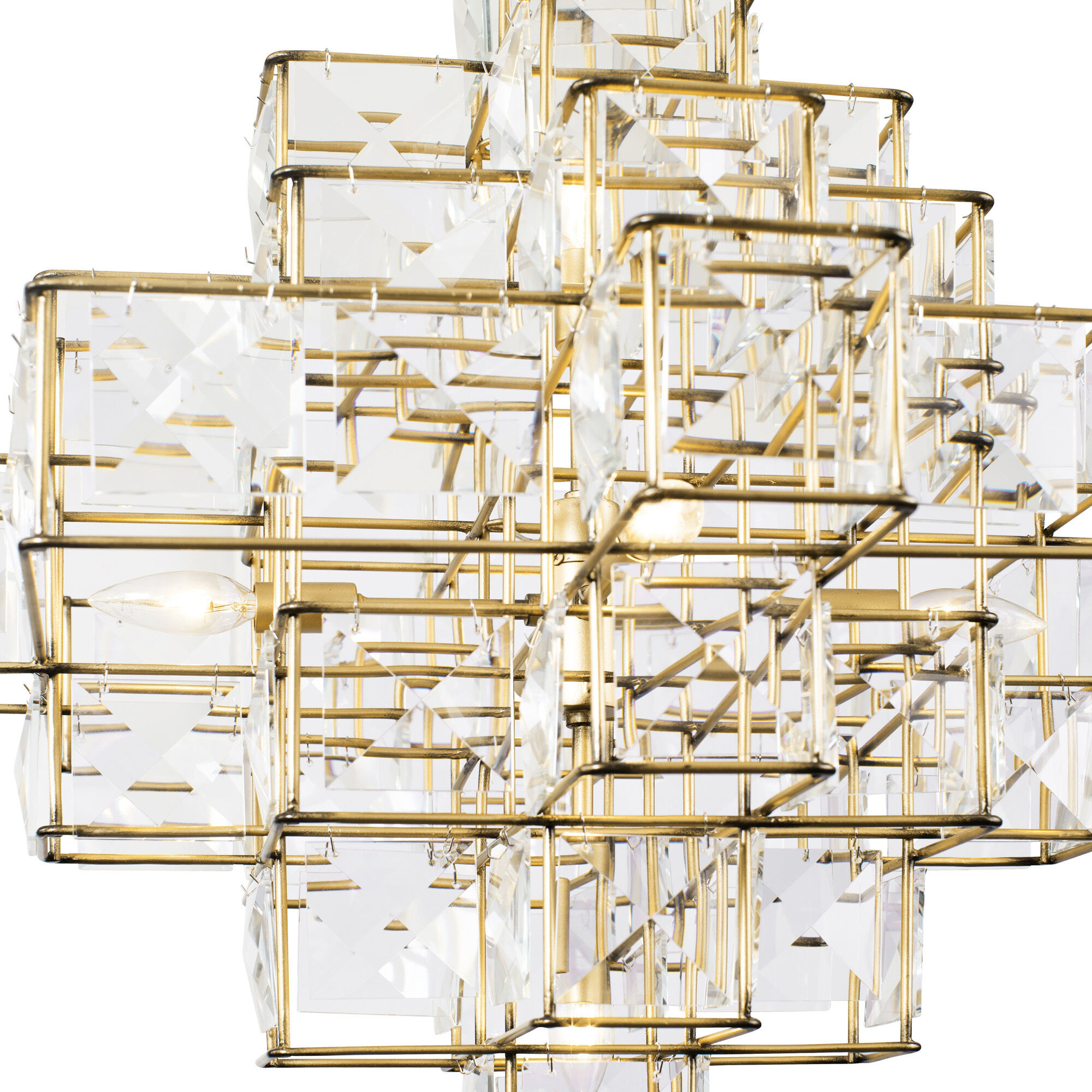 Cubic 6 Light 25.8 inch Calypso Gold Chandelier Ceiling Light