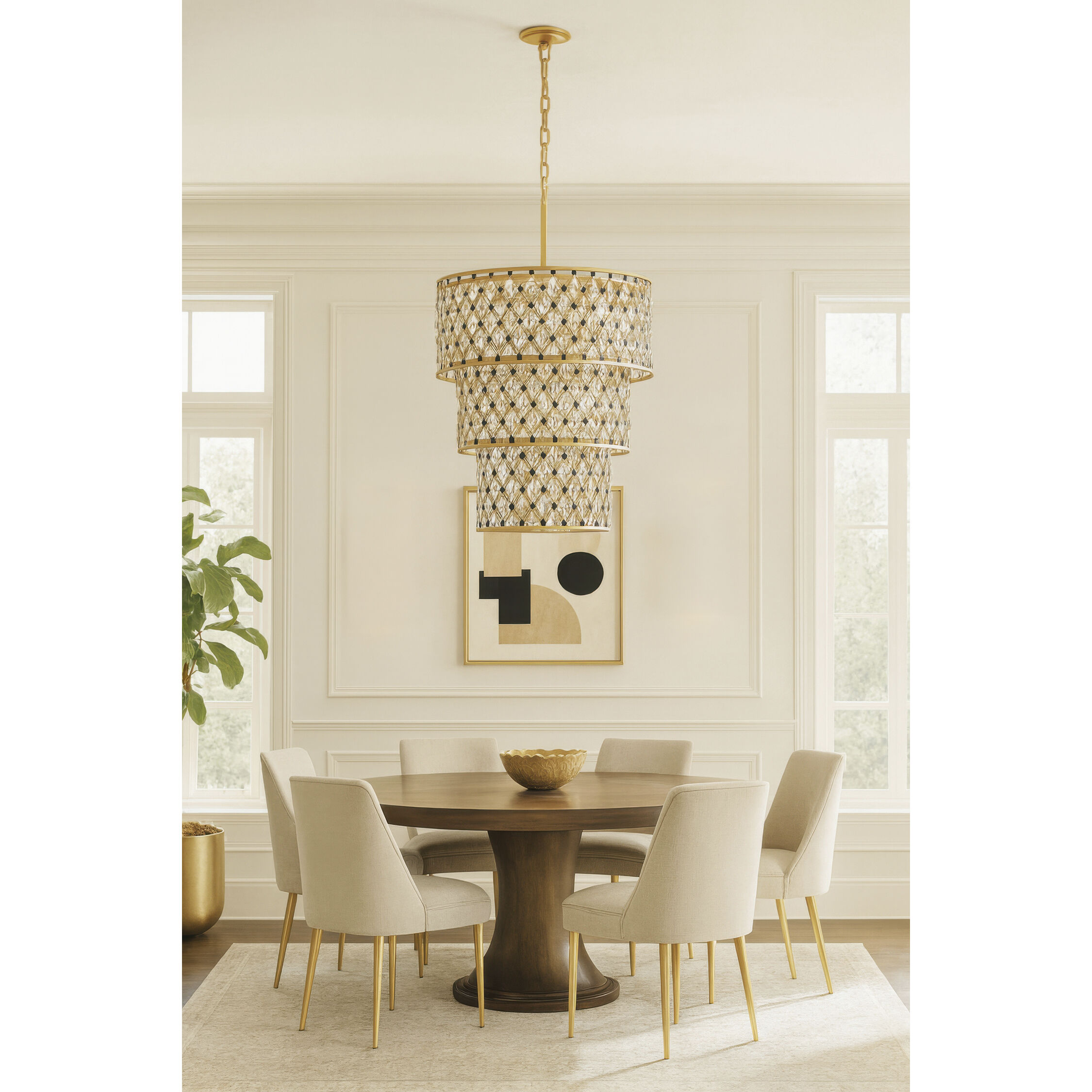 Windsor 13 Light 31.75 inch French Gold and Matte Black Chandelier Ceiling Light