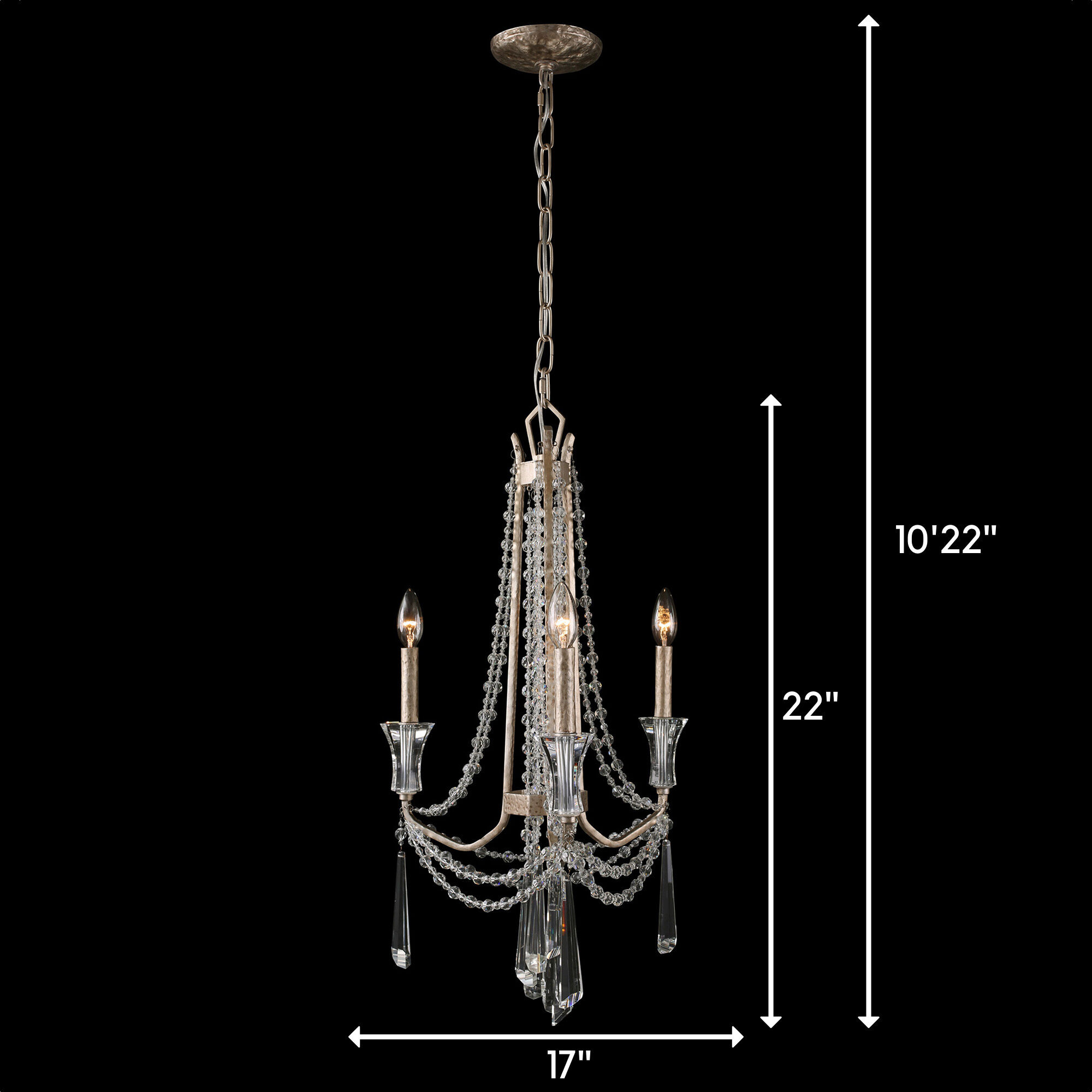 Barcelona 3 Light 17 inch Transcend Silver Chandelier Ceiling Light