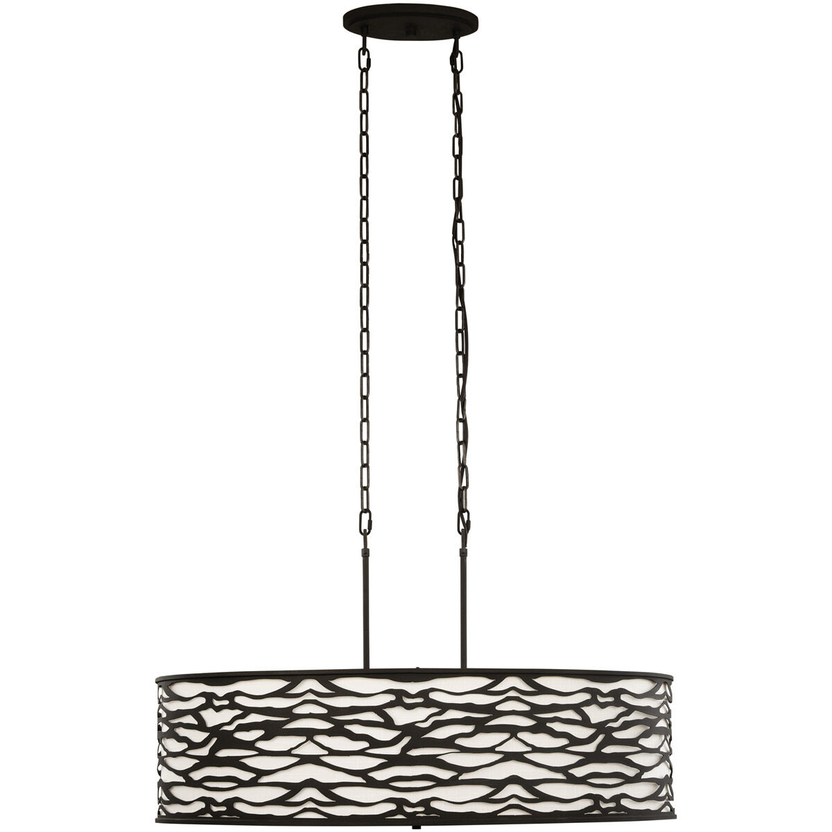 Kato 6 Light 36 inch Black Pendant Ceiling Light in Carbon