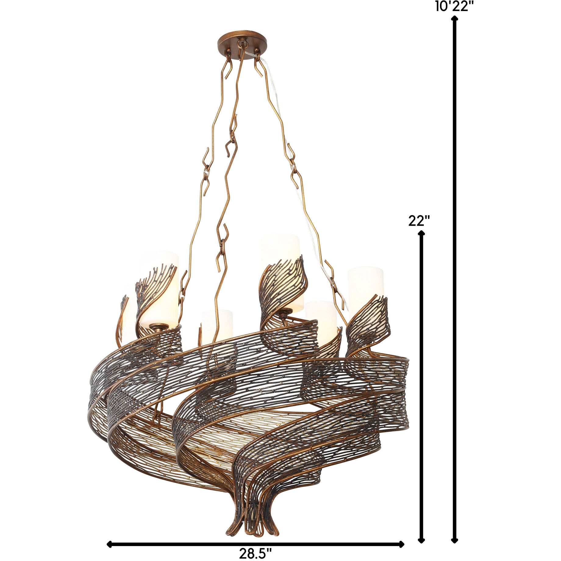 Flow 6 Light 28.5 inch Hammered Ore Chandelier Ceiling Light