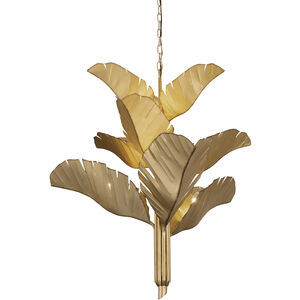 Banana Leaf 9 Light 35 inch Gold Chandelier Ceiling Light