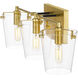 Arlo 3 Light 23 inch Black/Satin Brass Bath Vanity Light Wall Light