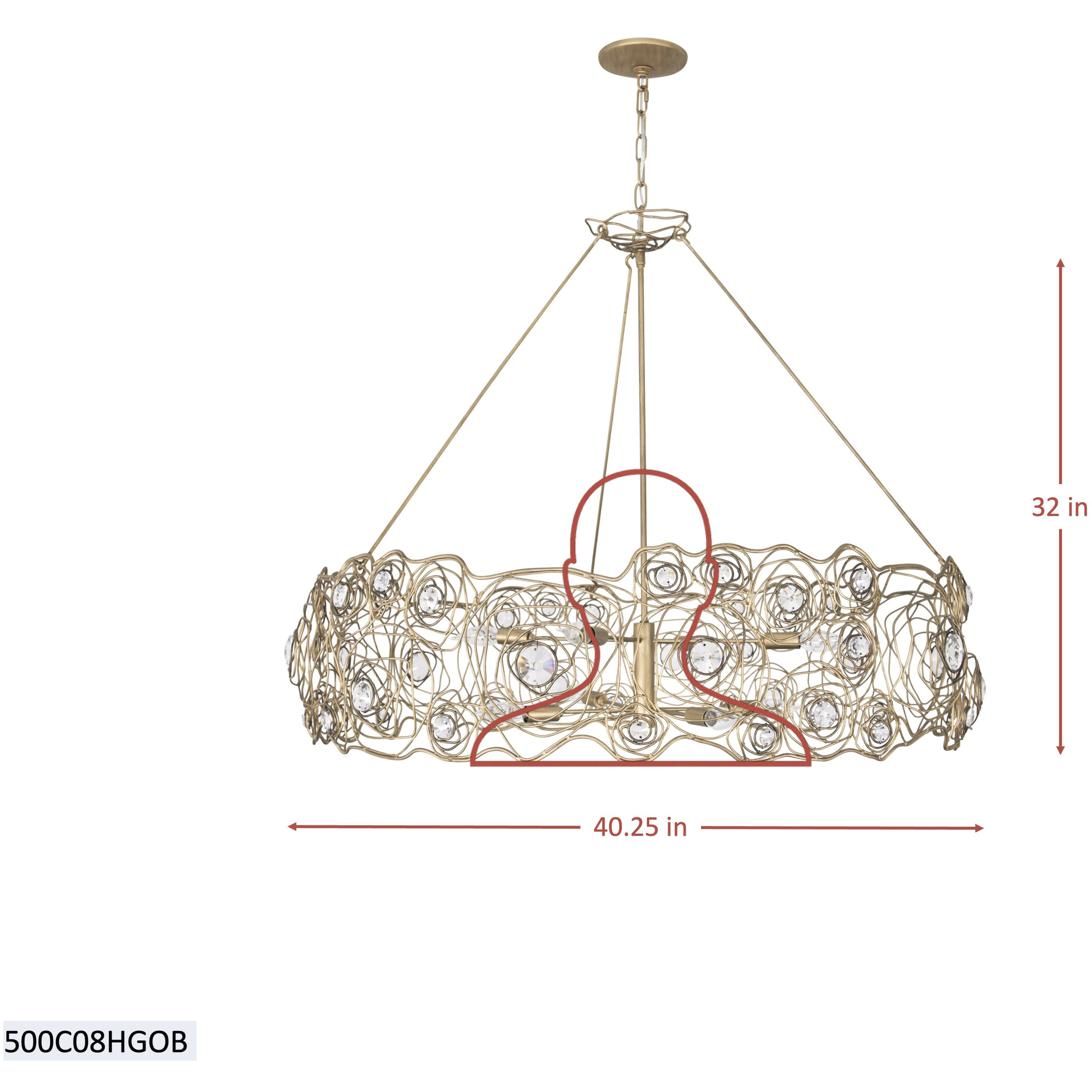 Ethereal Rose 8 Light 40.25 inch Havana Gold Ombre Chandelier Ceiling Light