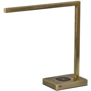 Aidan 16 inch 6.00 watt Antique Brass Wireless Charging Desk Lamp Portable Light, with AdessoCharge