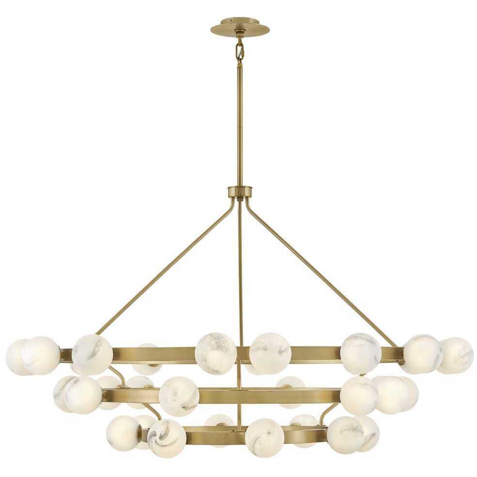 Selene LED 60 inch Lacquered Brass Chandelier Ceiling Light in Swirled, Multi Tier