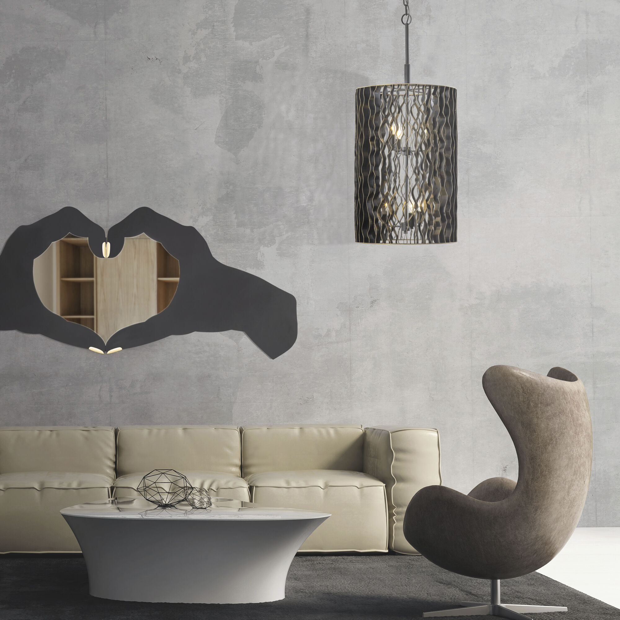 Estela 6 Light 16 inch Matte Black and French Gold Foyer Pendant Ceiling Light, Smithsonian Collaboration