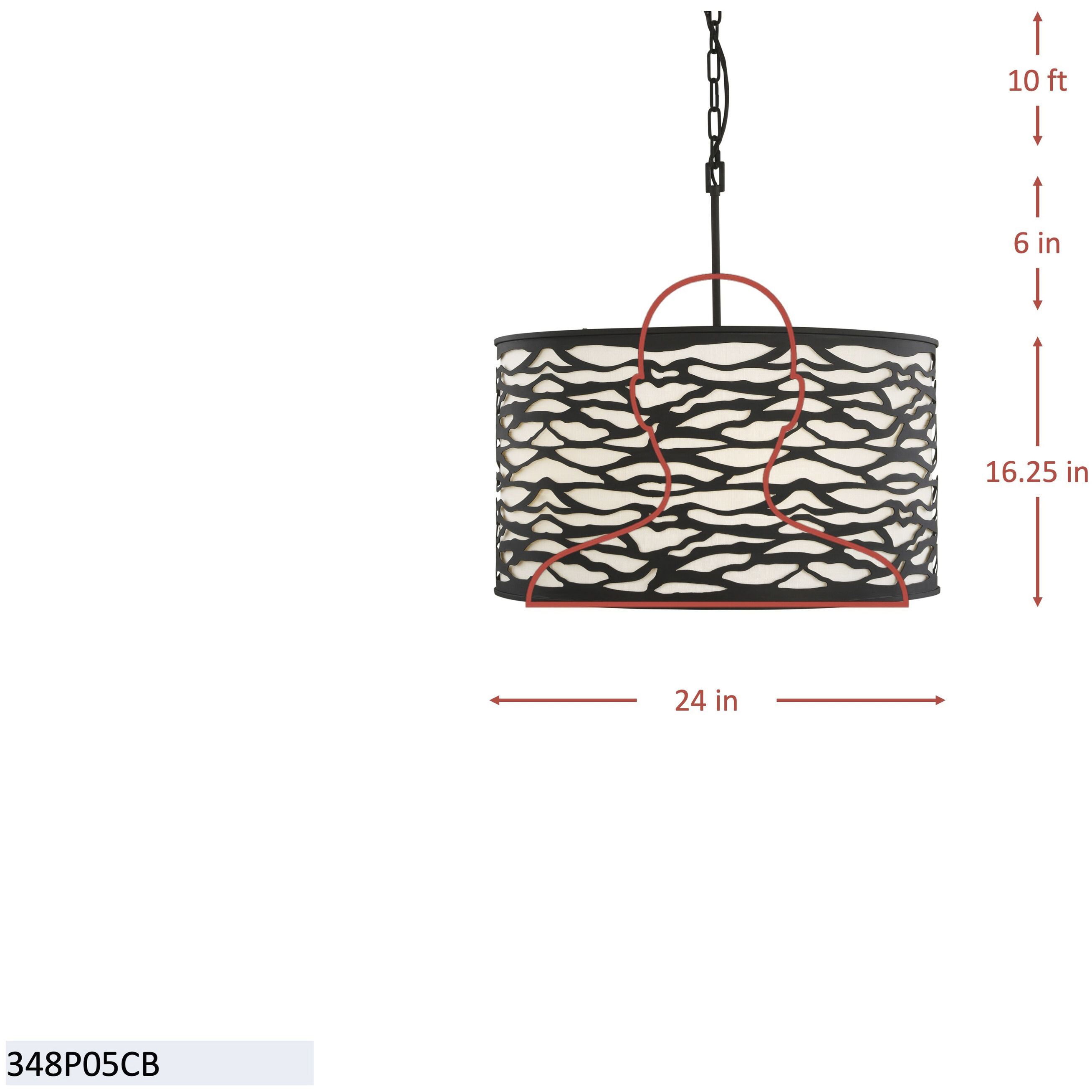 Kato 5 Light 24 inch REF Pendant Ceiling Light in Carbon Black