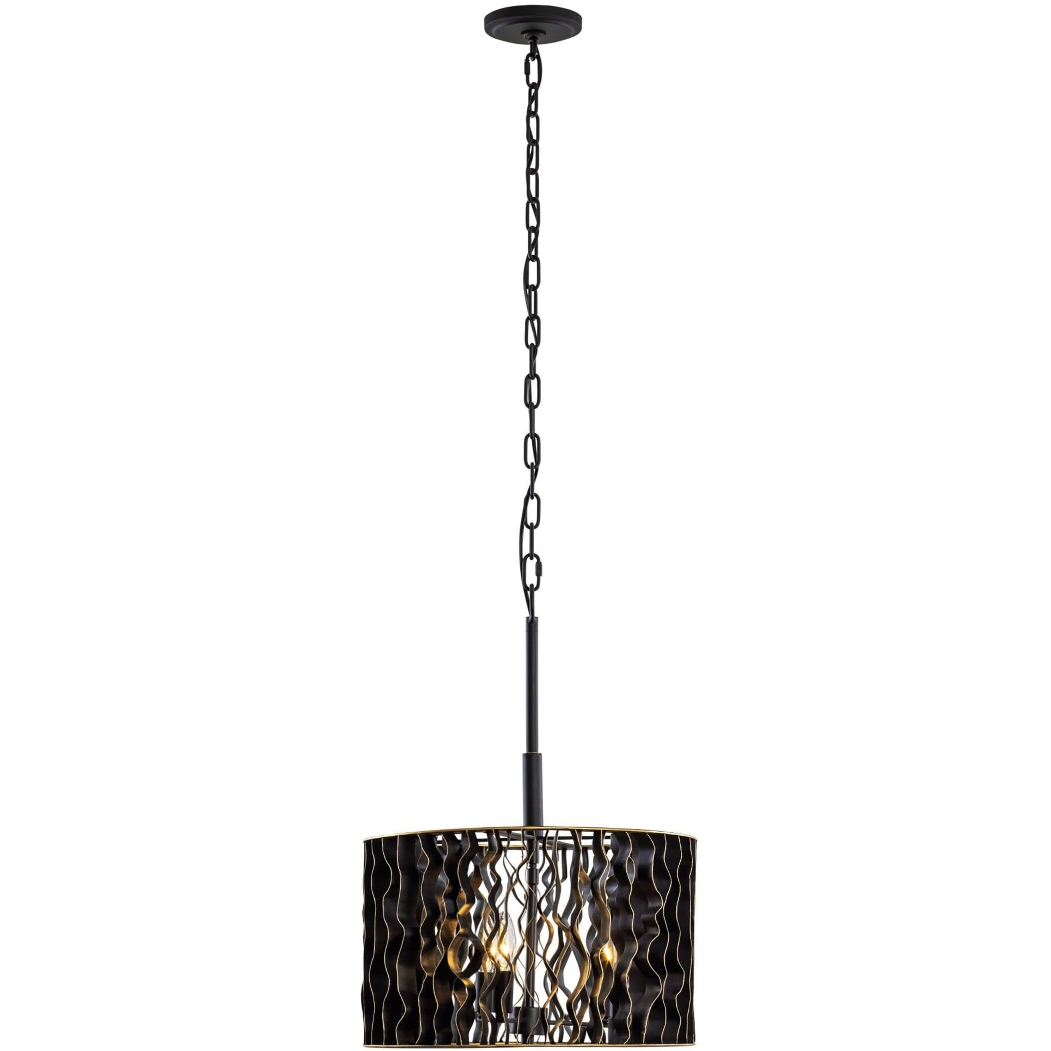 Estela 3 Light 16 inch Matte Black Pendant Ceiling Light, Smithsonian Collaboration