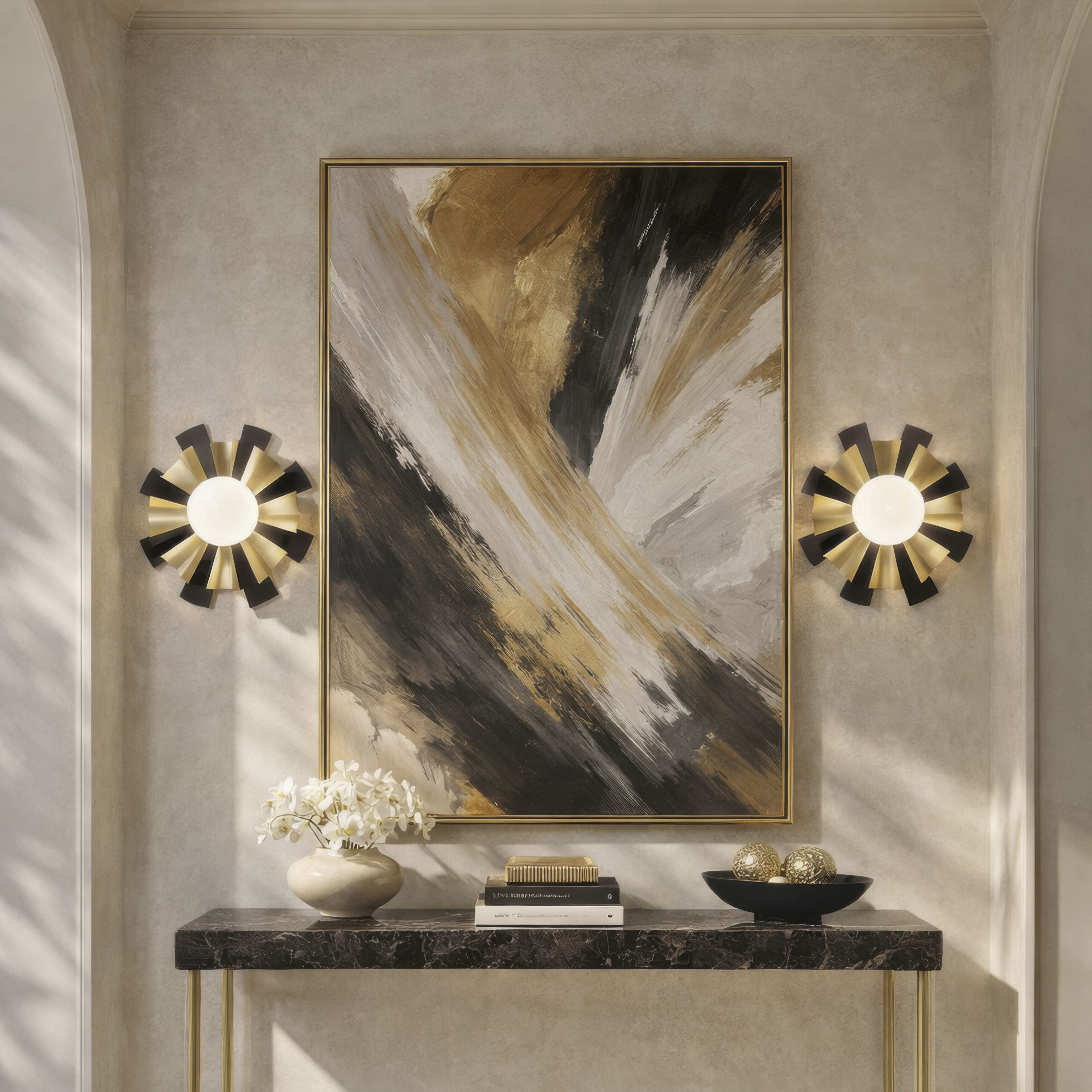 Daphne 1 Light 12 inch Matte Black and French Gold Convertible Flush Mount Ceiling Light, Smithsonian Collaboration