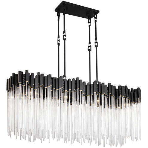 Matrix 8 Light 48.25 inch Matte Black and French Gold Linear Pendant Ceiling Light