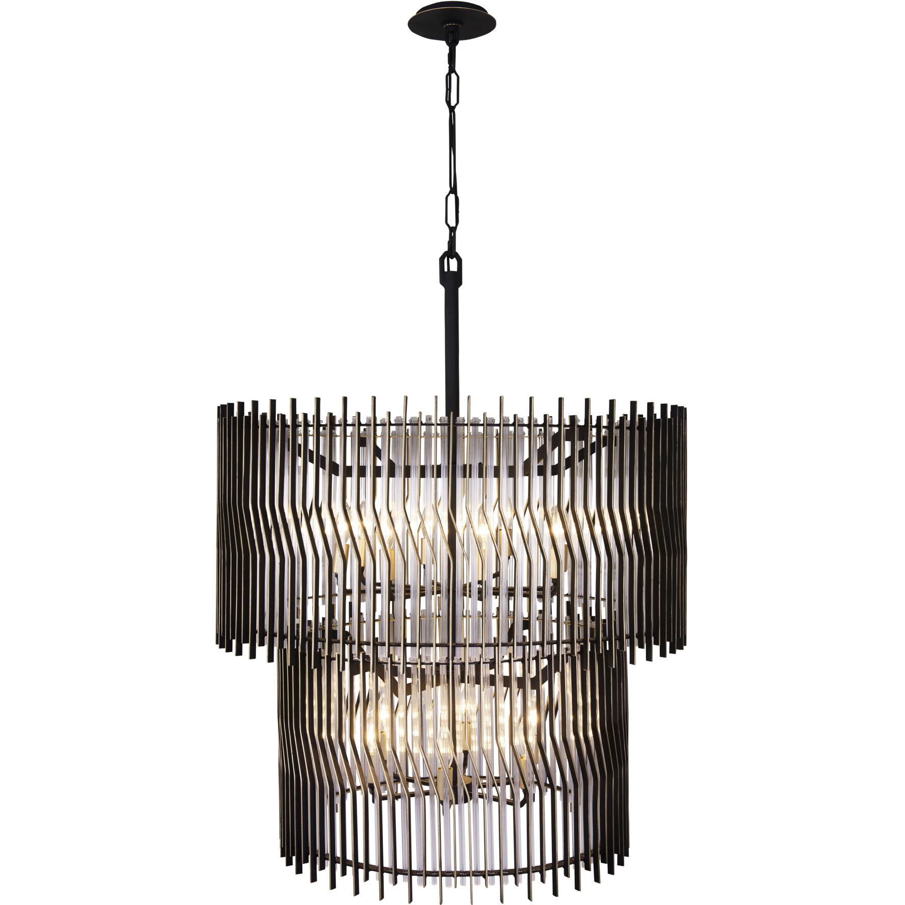 Park Row 14 Light 32 inch Matte Black and French Gold Chandelier Ceiling Light