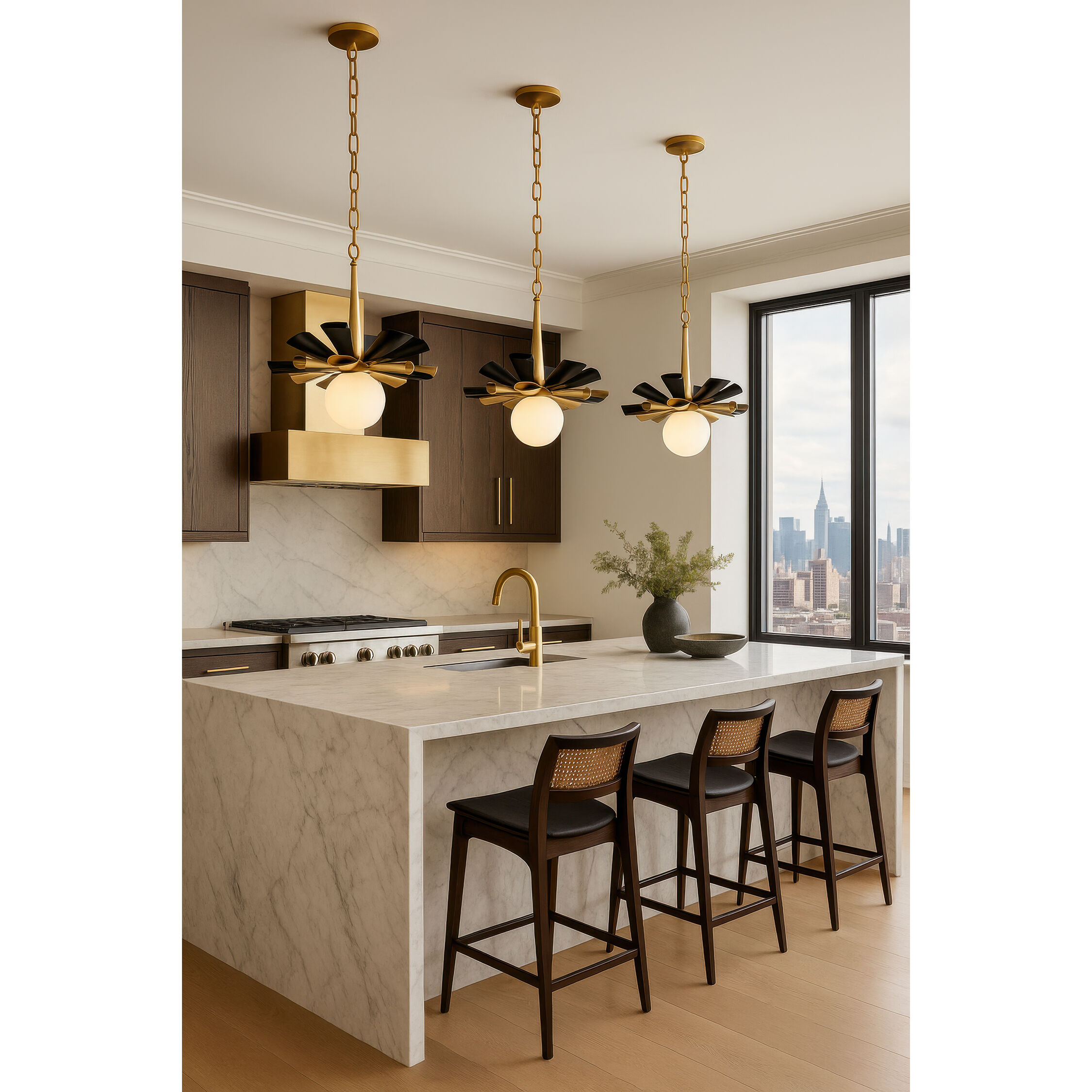 Daphne 1 Light 12.25 inch Matte Black and French Gold Pendant Ceiling Light