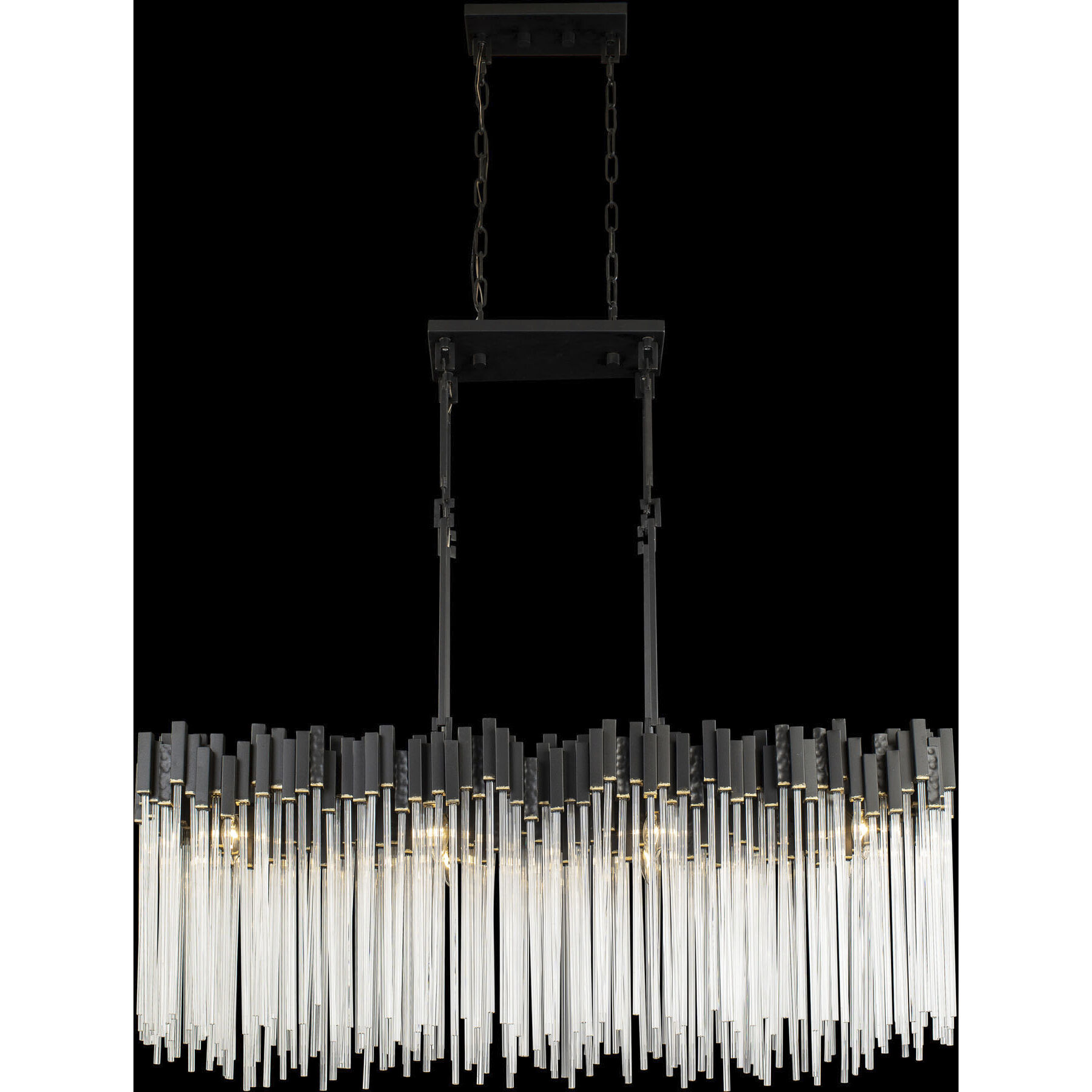Matrix 8 Light 48.25 inch Matte Black and French Gold Linear Pendant Ceiling Light