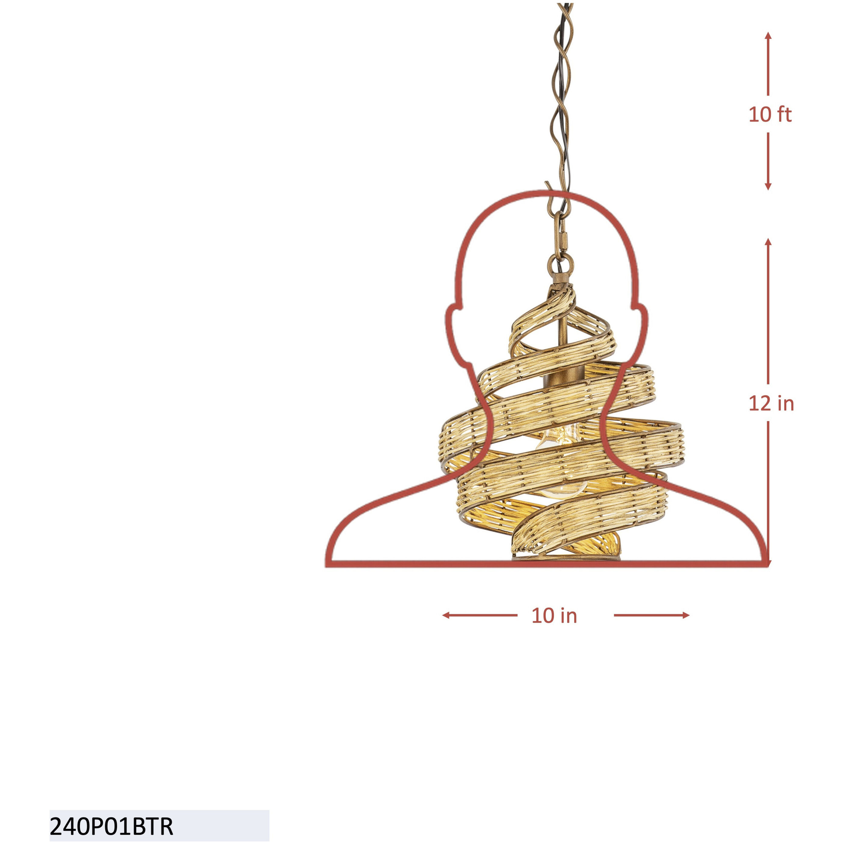 Flow 1 Light 10 inch Baguette and Natural Rattan Mini Pendant Ceiling Light in Baguette/Natural Rattan, Smithsonian Collaboration