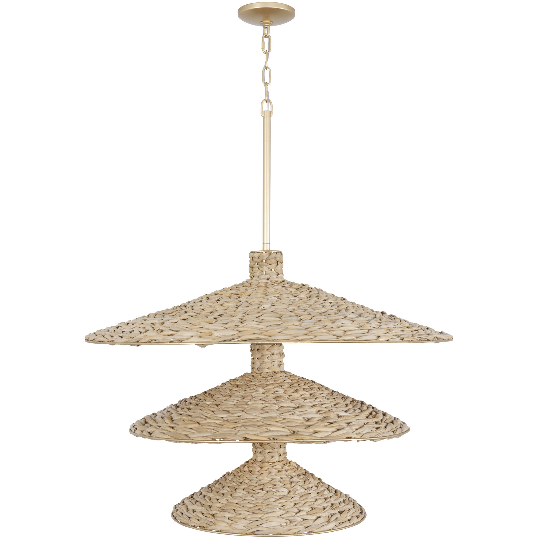 Hilton Head 15 Light 34.25 inch French Gold with Natural Seagrass Pendant Ceiling Light