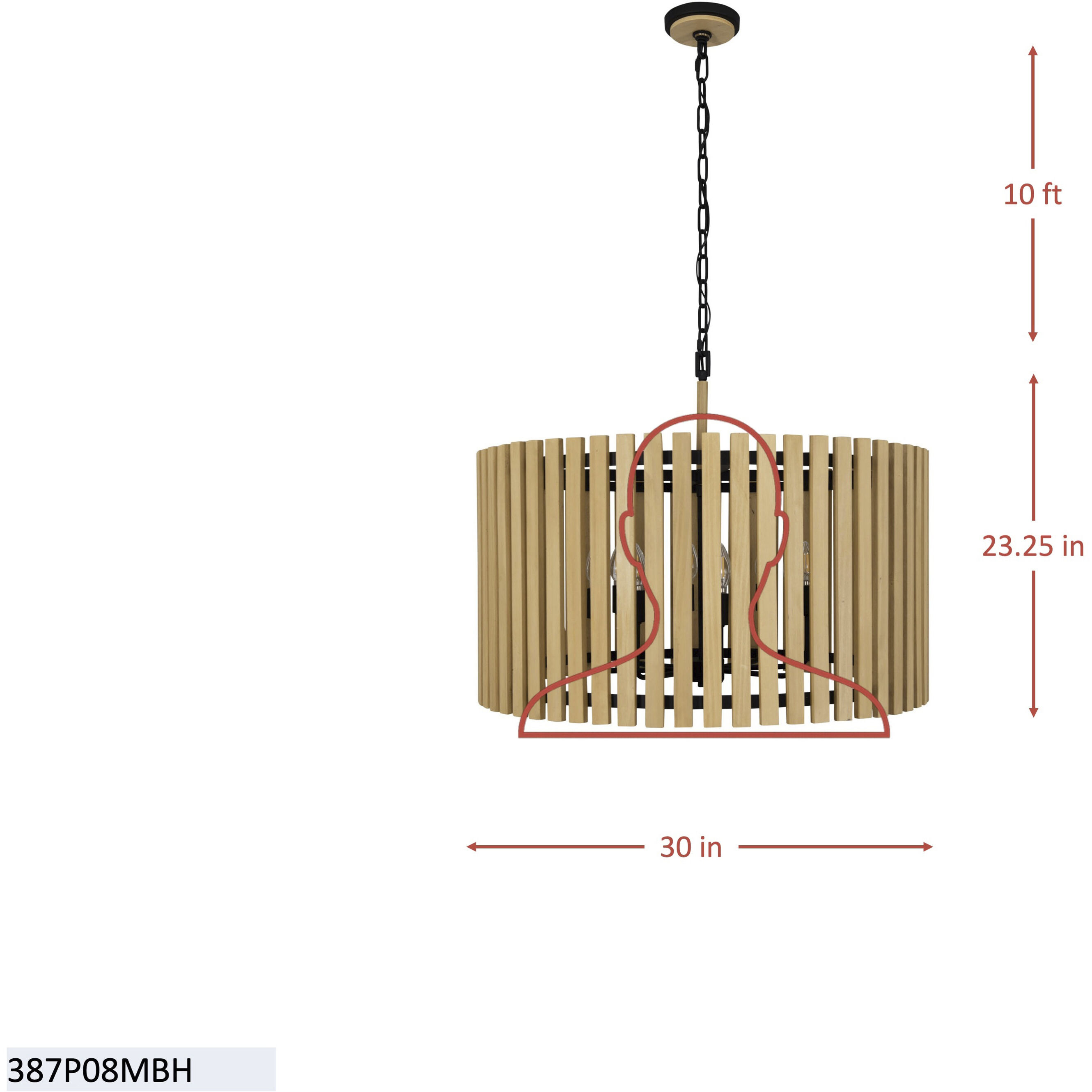 Suratto 8 Light 30 inch Matte Black and Honey Blonde Pendant Ceiling Light in Matte Black/Honey Blonde