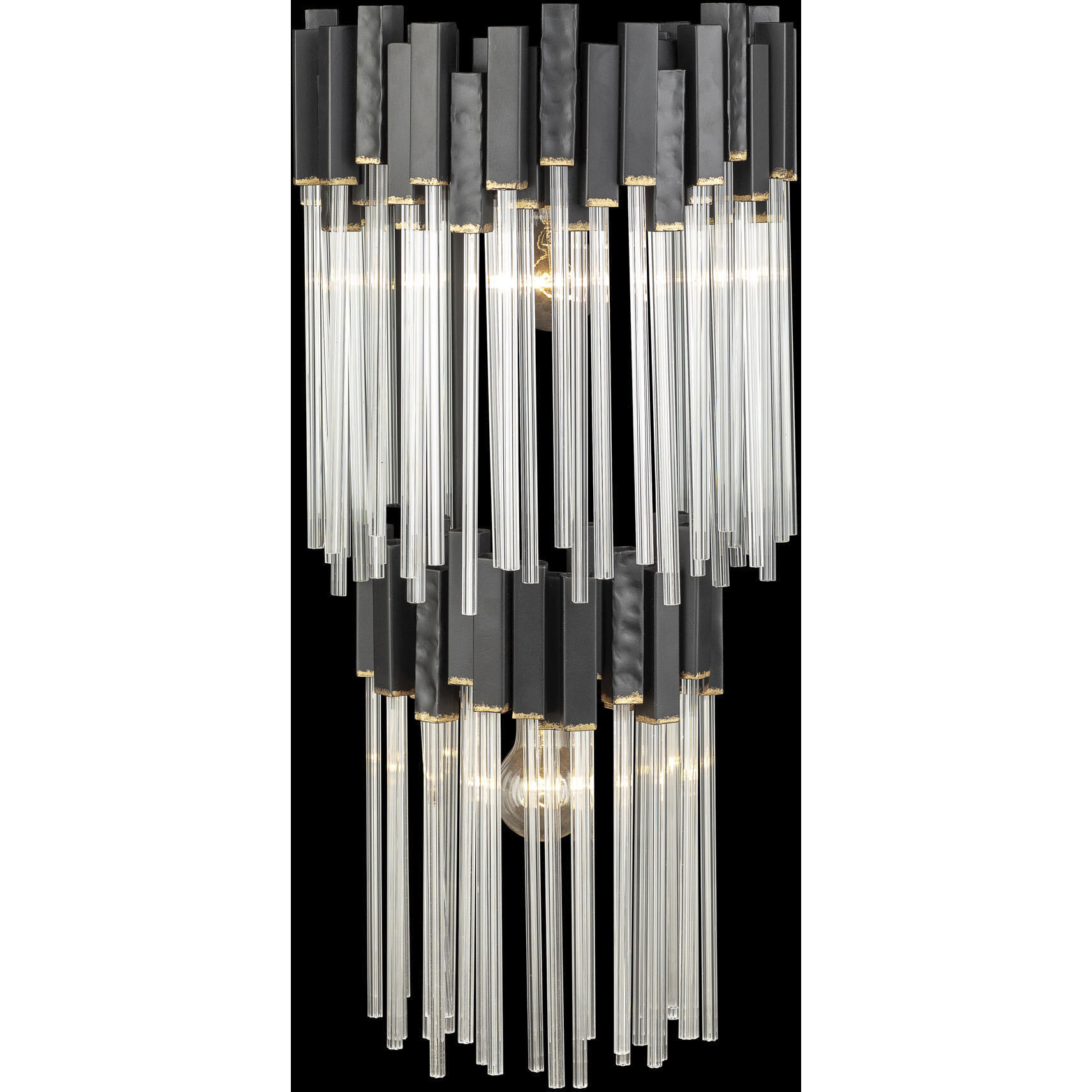 Matrix 2 Light 12.5 inch Matte Black and French Gold Wall Sconce Wall Light in Matte Black/French Gold