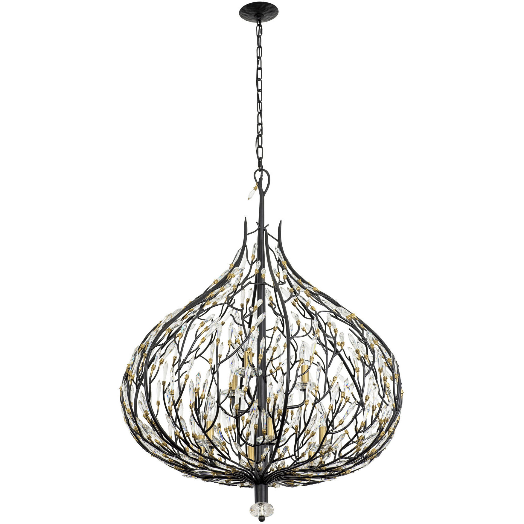Bask 9 Light 32 inch Matte Black and French Gold Pendant Ceiling Light