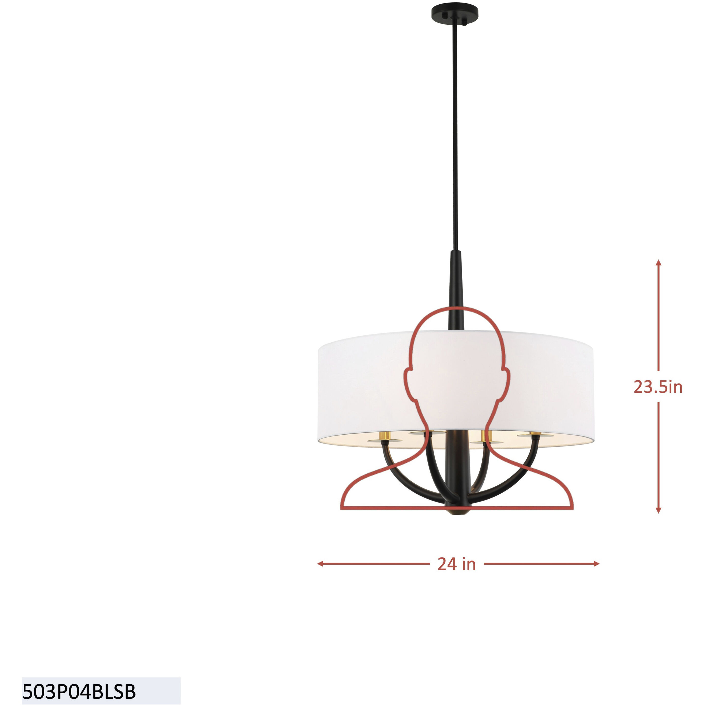 Patchwork 4 Light 24 inch Black with Satin Brass Pendant Ceiling Light in Black/Satin Brass