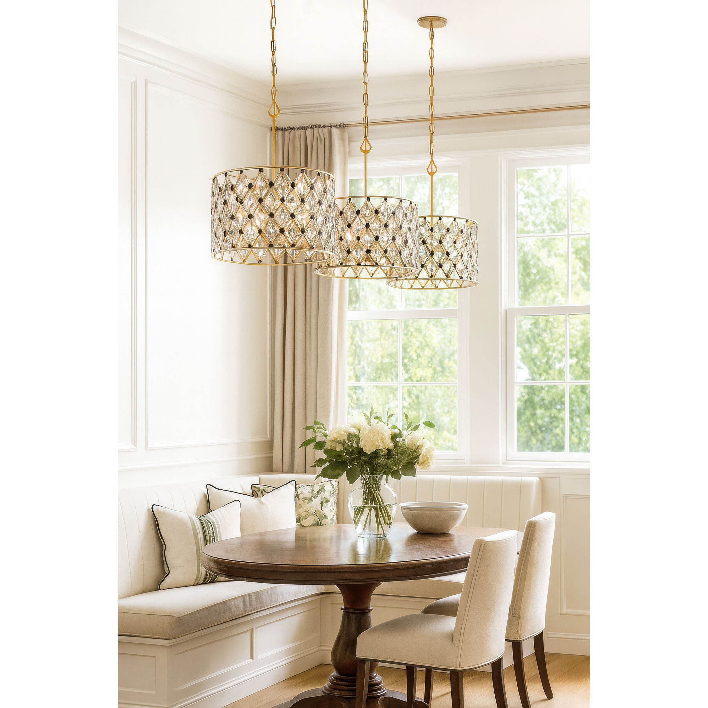 Windsor 4 Light 18 inch French Gold and Matte Black Pendant Ceiling Light