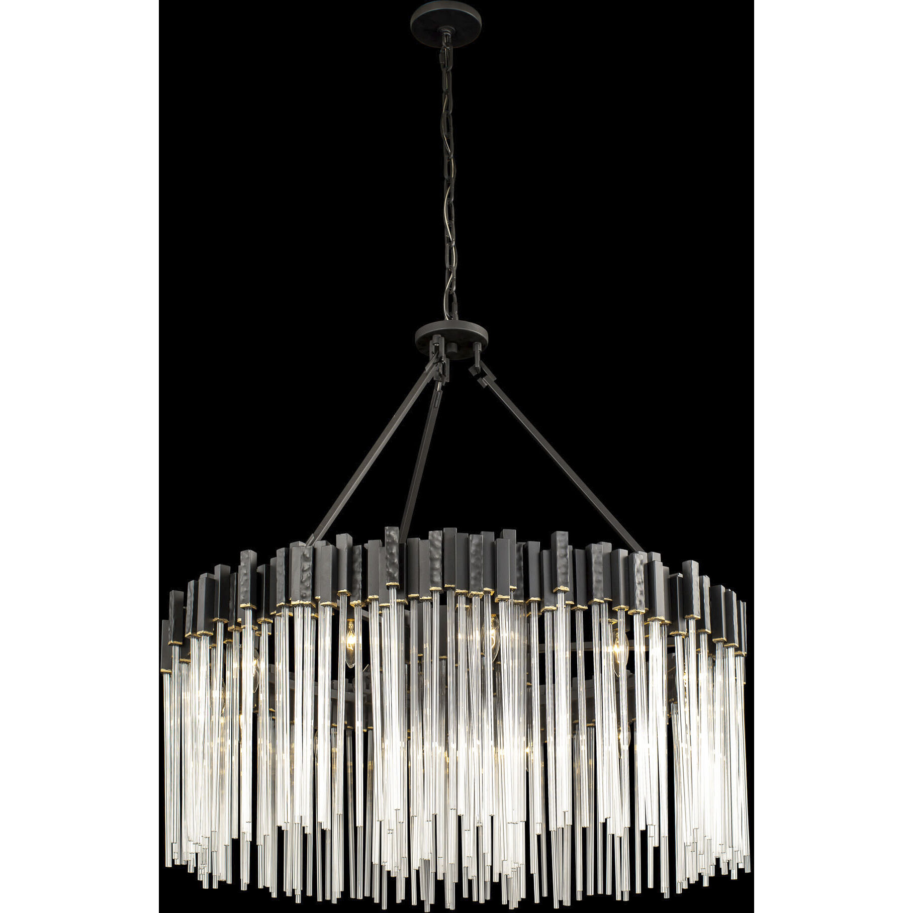 Matrix 12 Light 40 inch Matte Black and French Gold Chandelier Ceiling Light