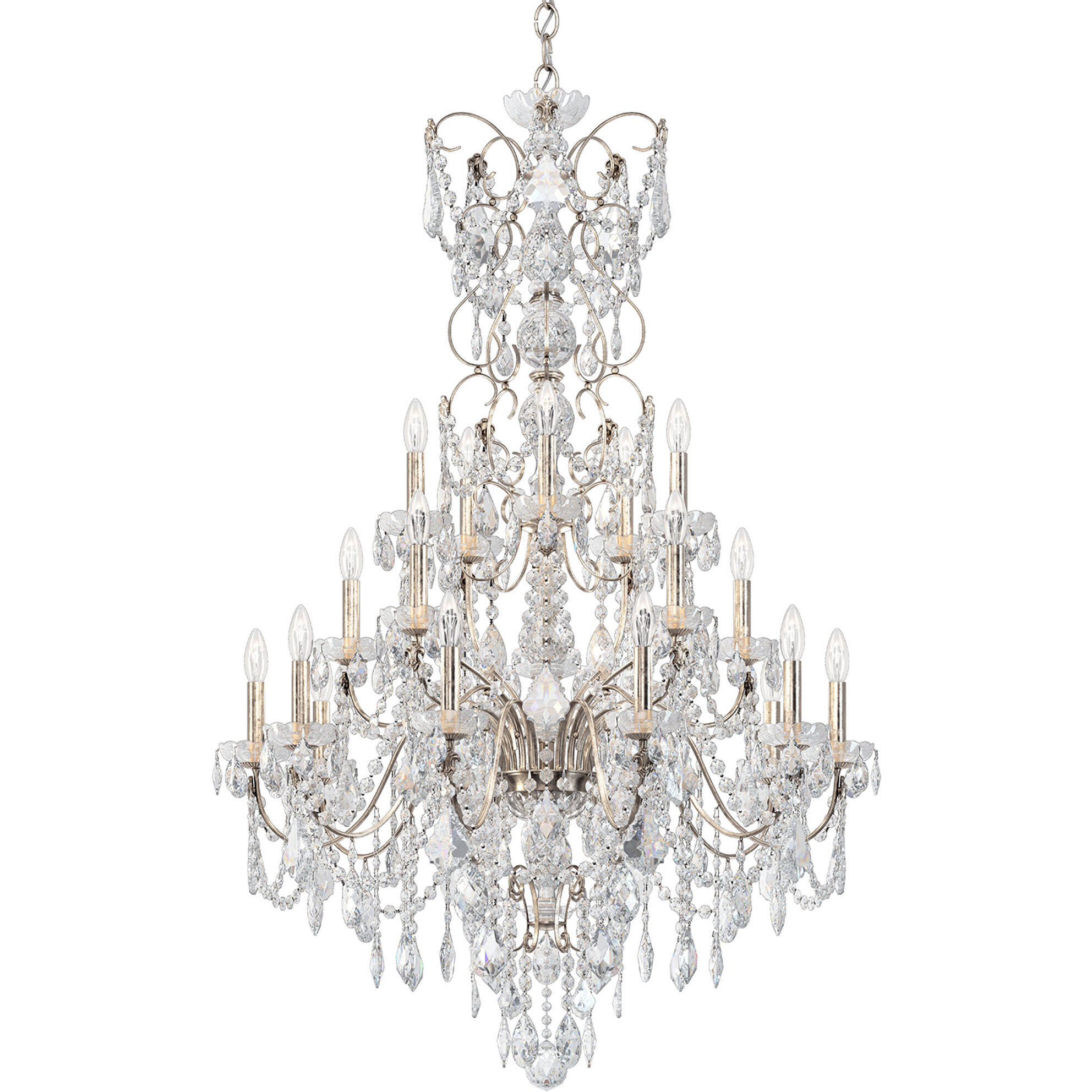 Century 20 Light 37 inch Antique Silver Chandelier Ceiling Light
