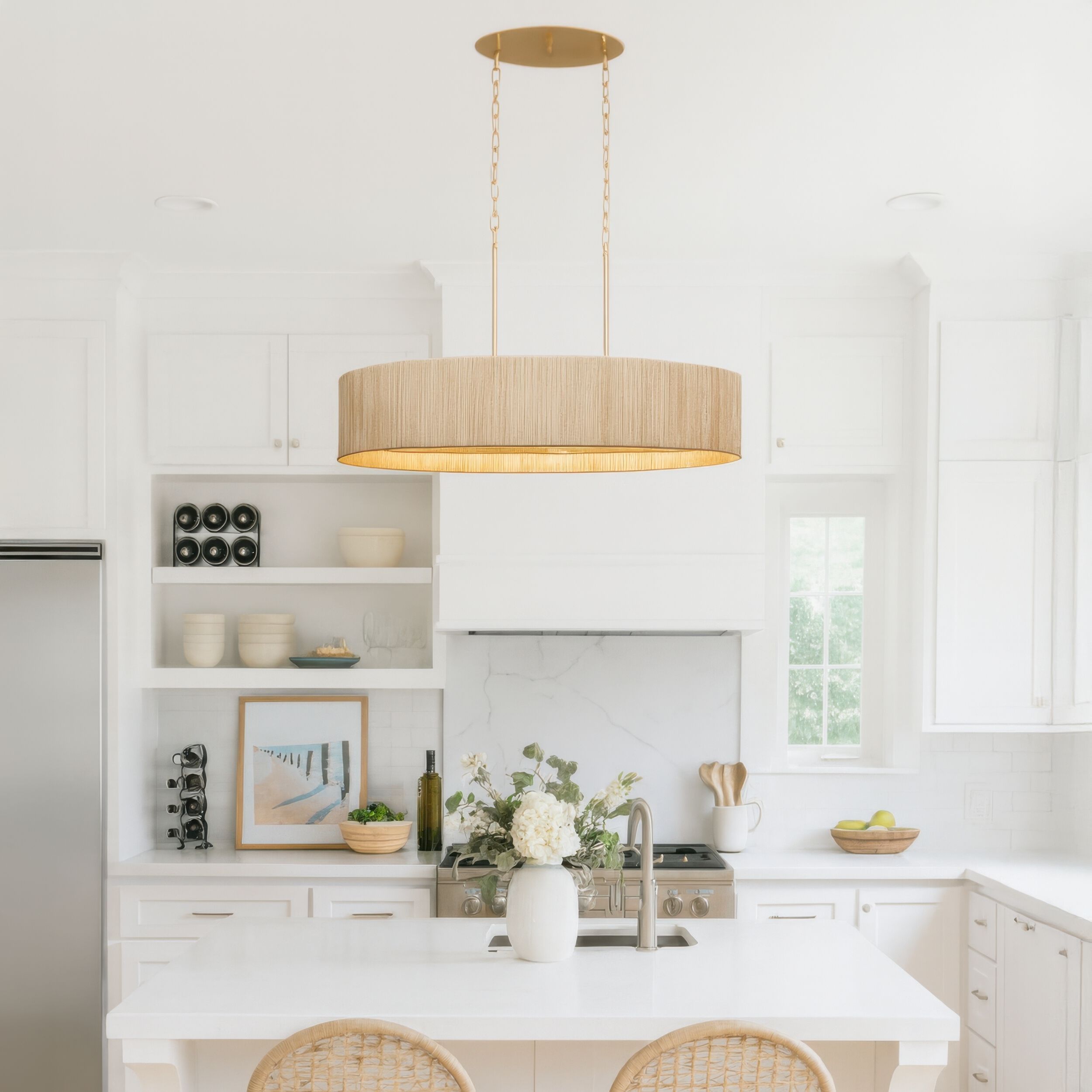 Jacob's Ladder 6 Light 48 inch French Gold Linear Pendant Ceiling Light, Smithsonian Collaboration