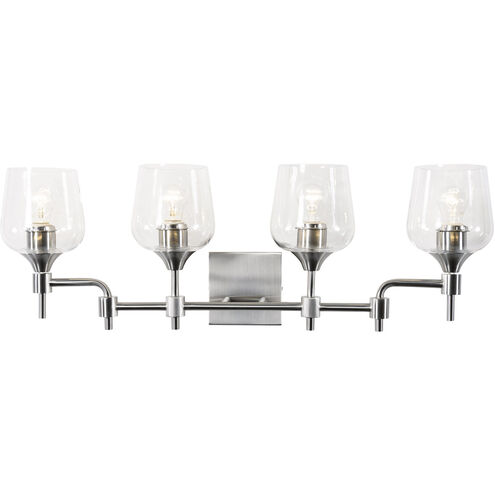 Margaux 4 Light 30 inch Satin Nickel and Clear Bath Vanity Light Wall Light