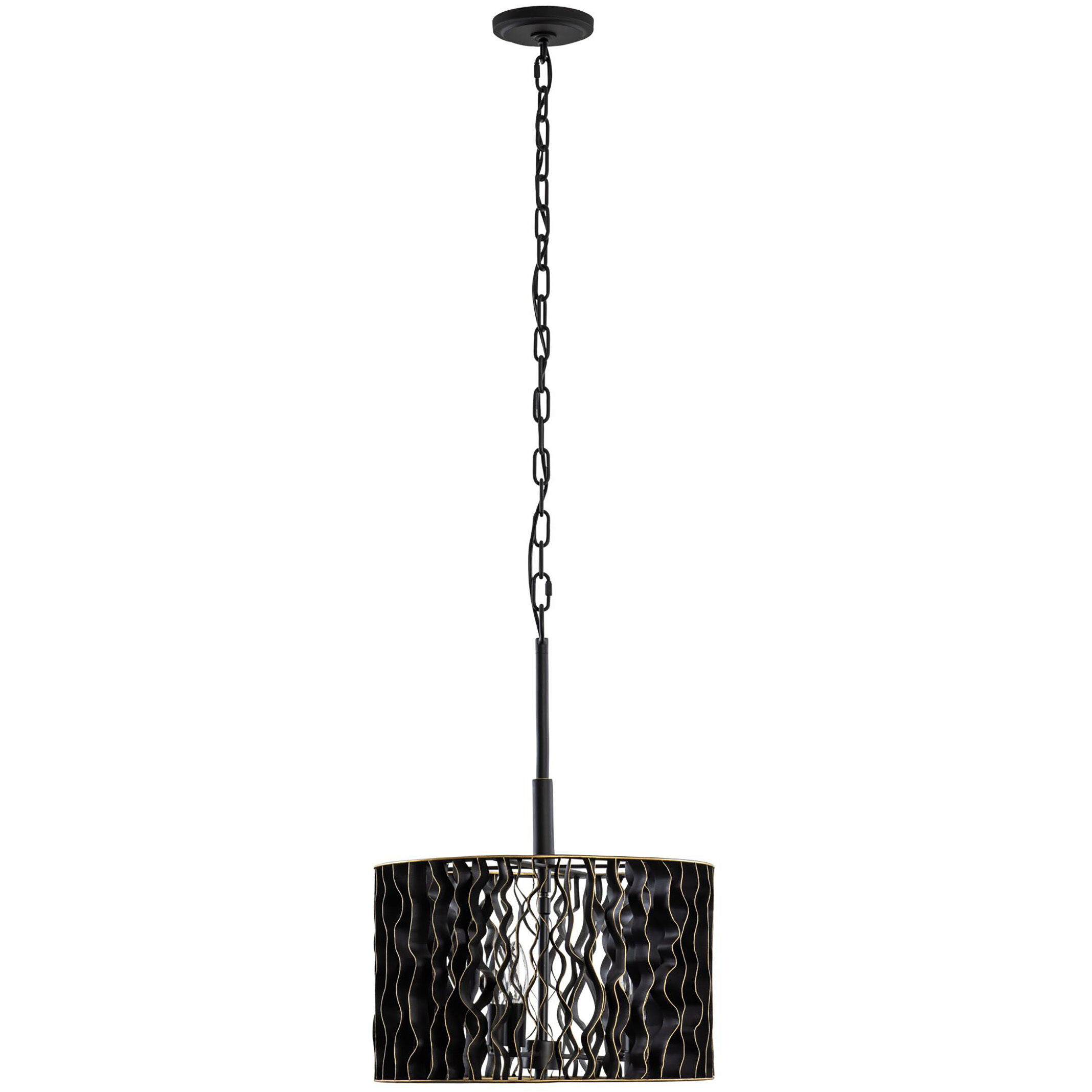 Estela 3 Light 16 inch Matte Black Pendant Ceiling Light, Smithsonian Collaboration