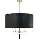 Secret Agent 5 Light 30 inch Gold and Black Leather Pendant Ceiling Light in Painted Gold and Black Leather