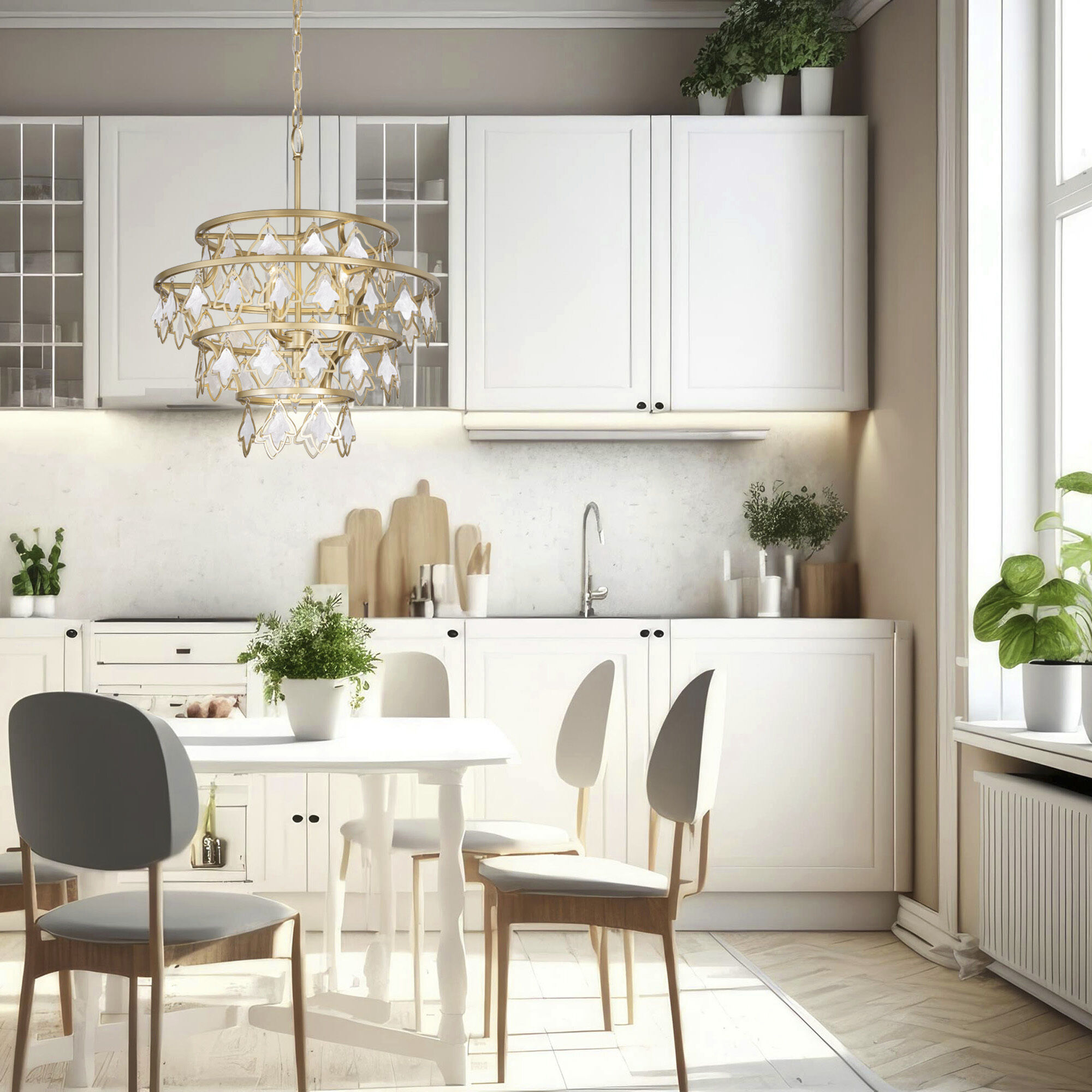 Fleur 4 Light 22 inch French Gold Chandelier Ceiling Light, Smithsonian Collaboration