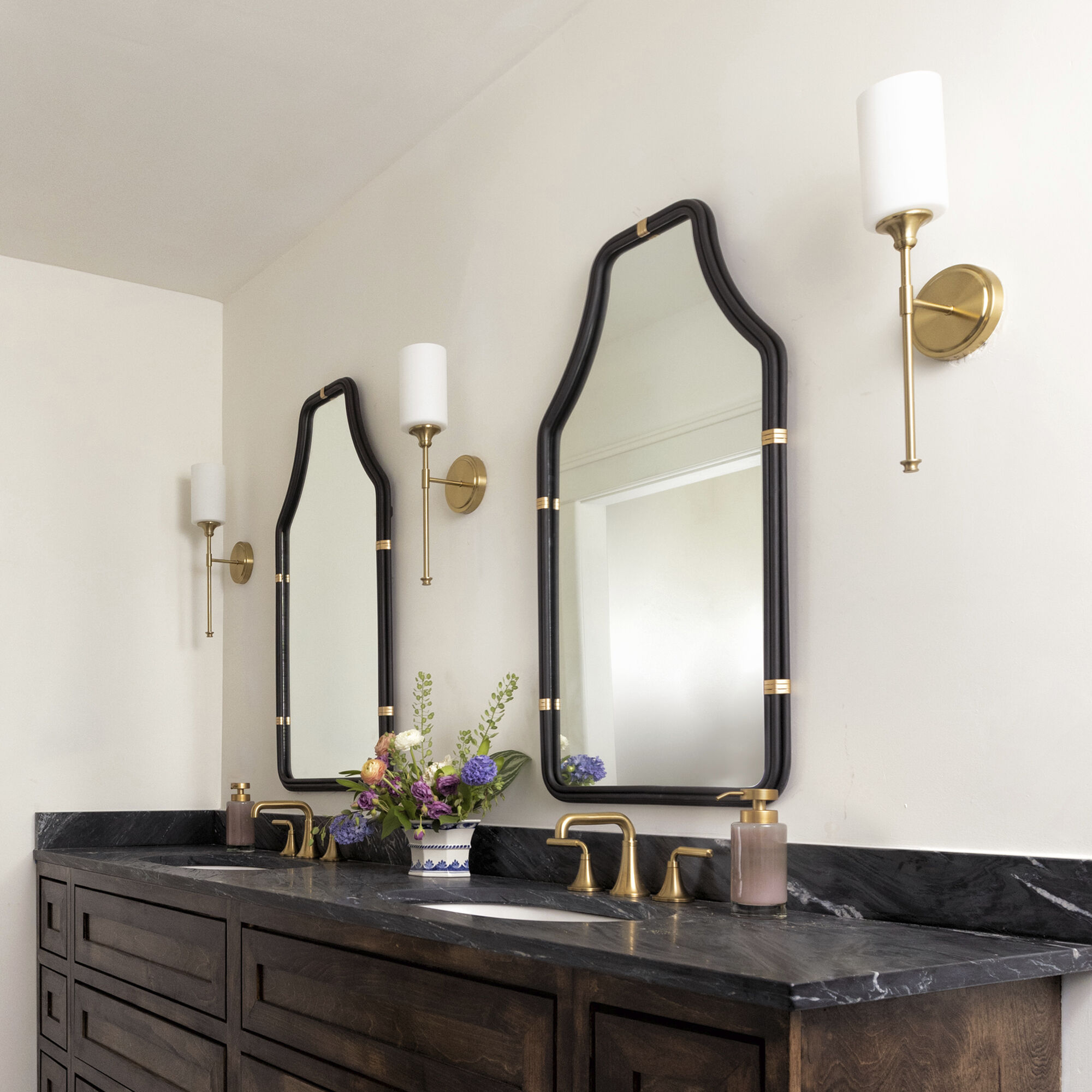 Federal Case 40 X 22 inch Matte Black and French Gold Wall Mirror