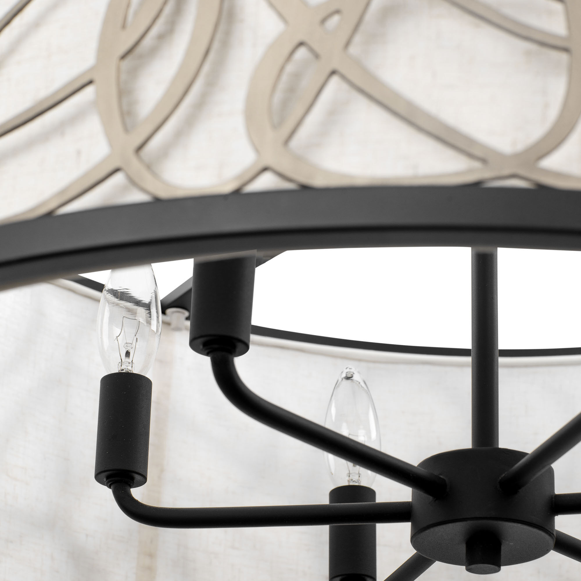 Scribble 6 Light 28 inch Matte Black with Artifact Pendant Ceiling Light, Smithsonian Collaboration