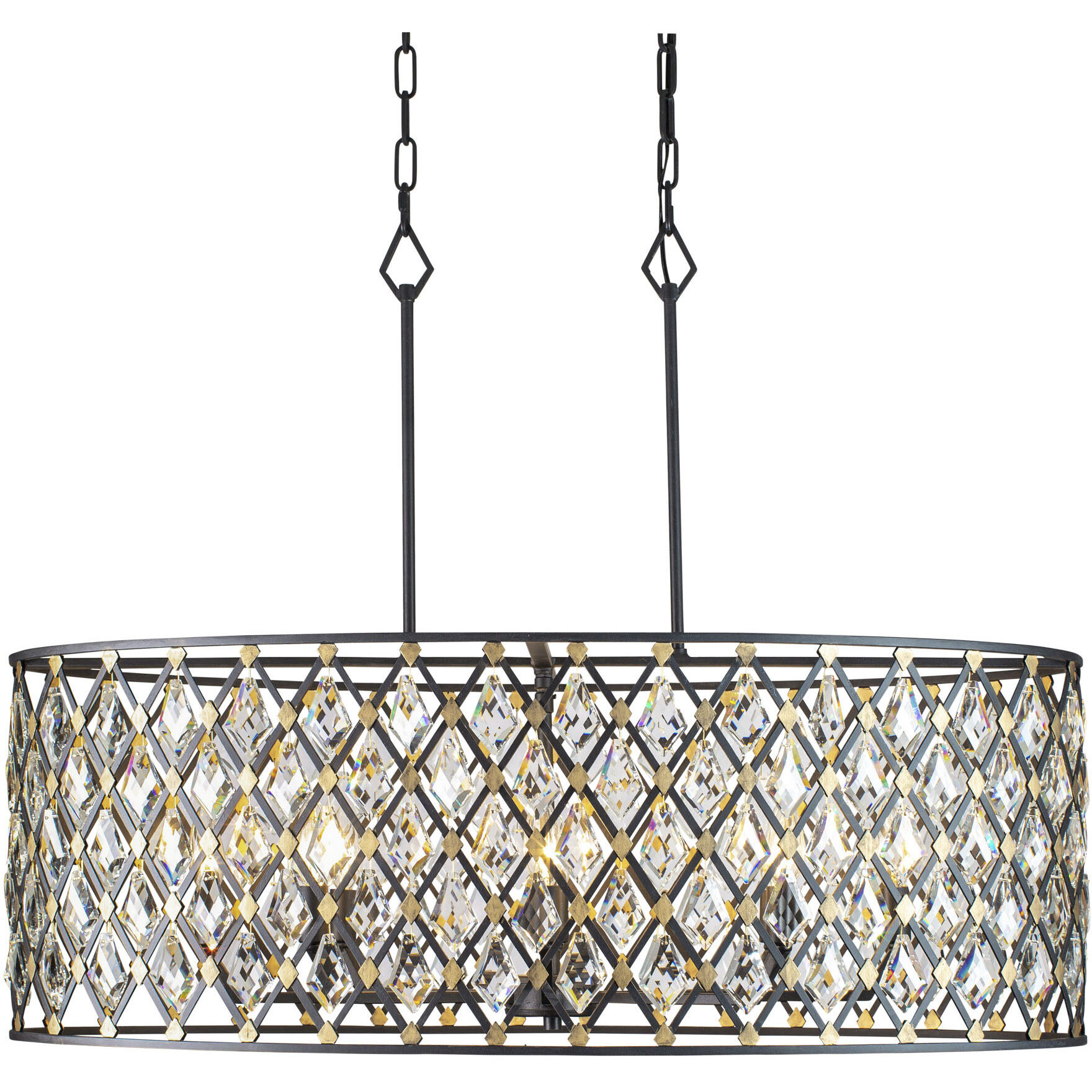 Windsor 8 Light 36 inch Carbon and Havana Gold Linear Pendant Ceiling Light
