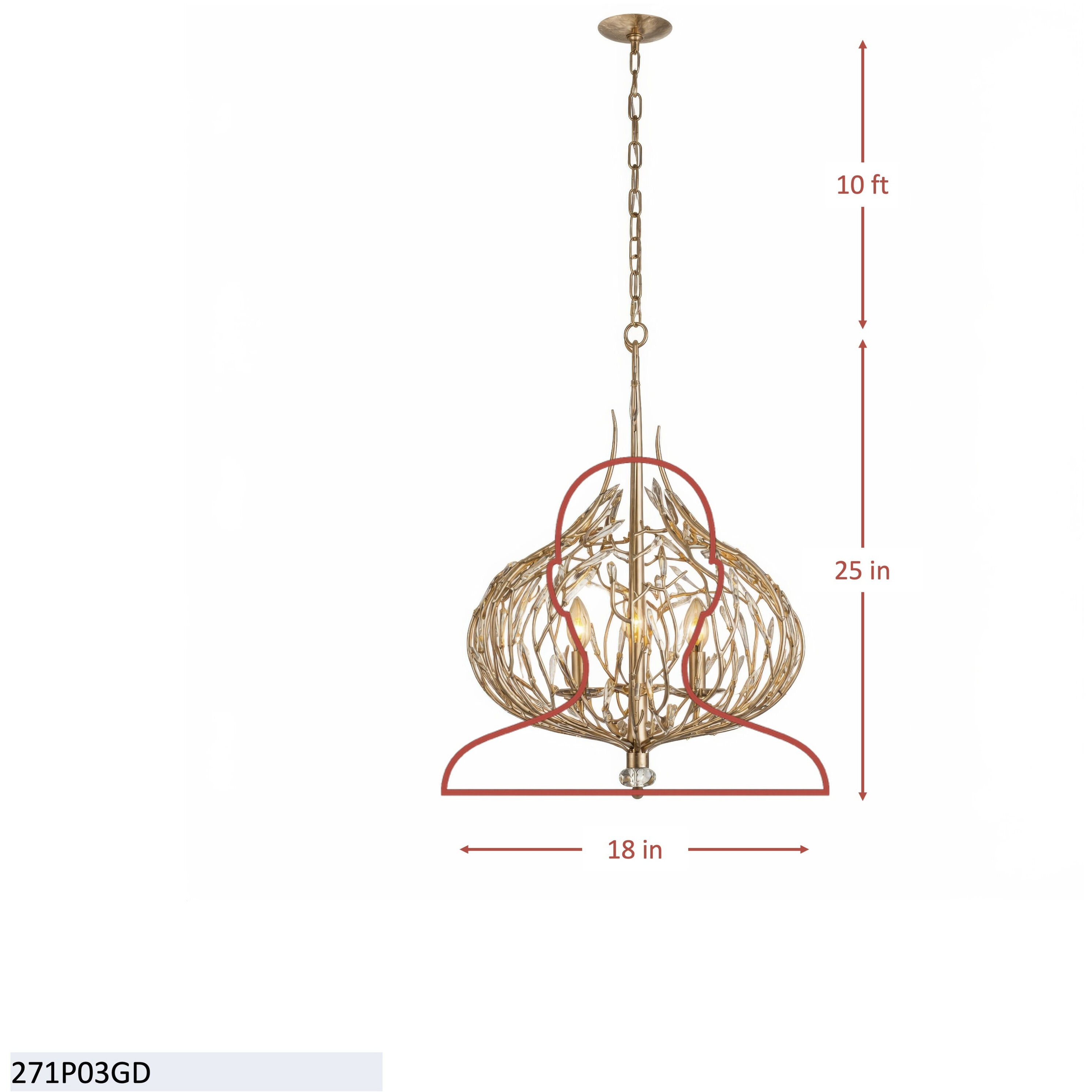 Bask 3 Light 18 inch Gold Dust Pendant Ceiling Light