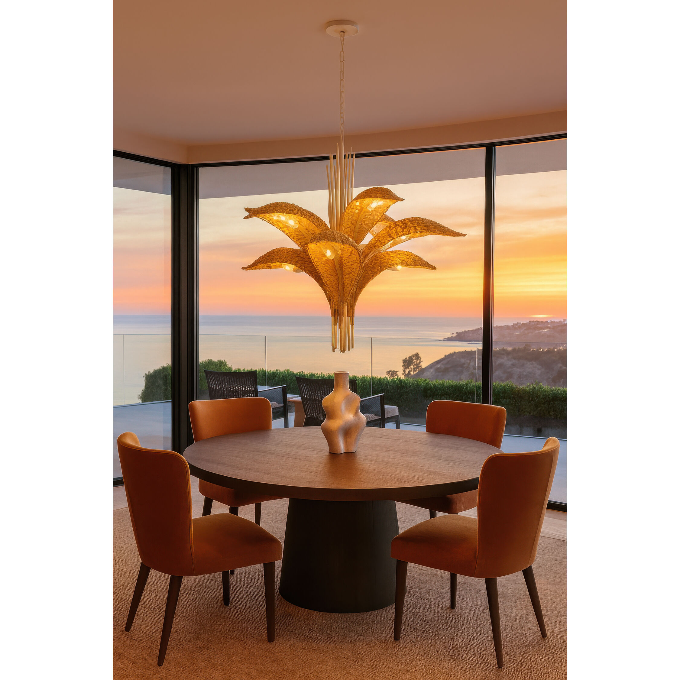 Century Palm 9 Light 38 inch Country White Chandelier Ceiling Light