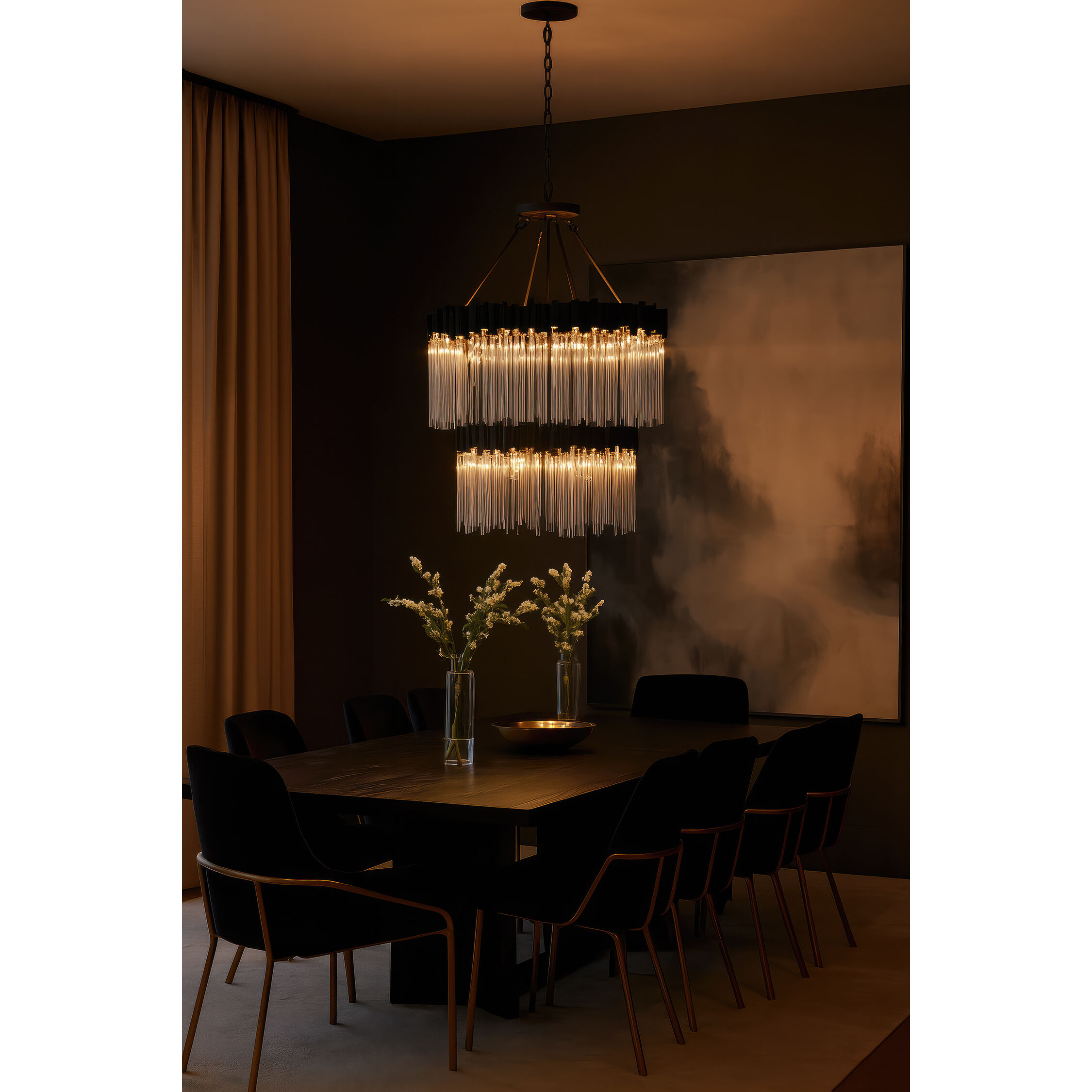 Matrix 14 Light 30 inch Matte Black and French Gold Chandelier Ceiling Light